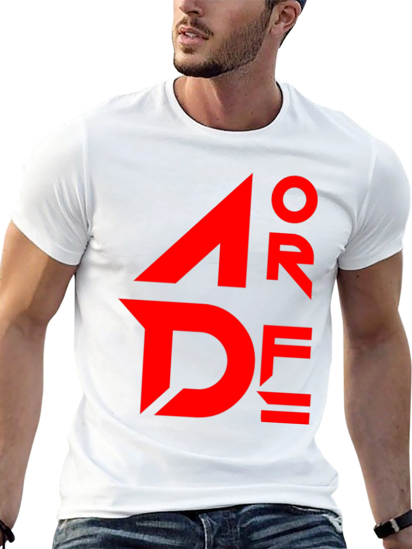 Modern Graphic T-Shirt - Bold Red Text Design
