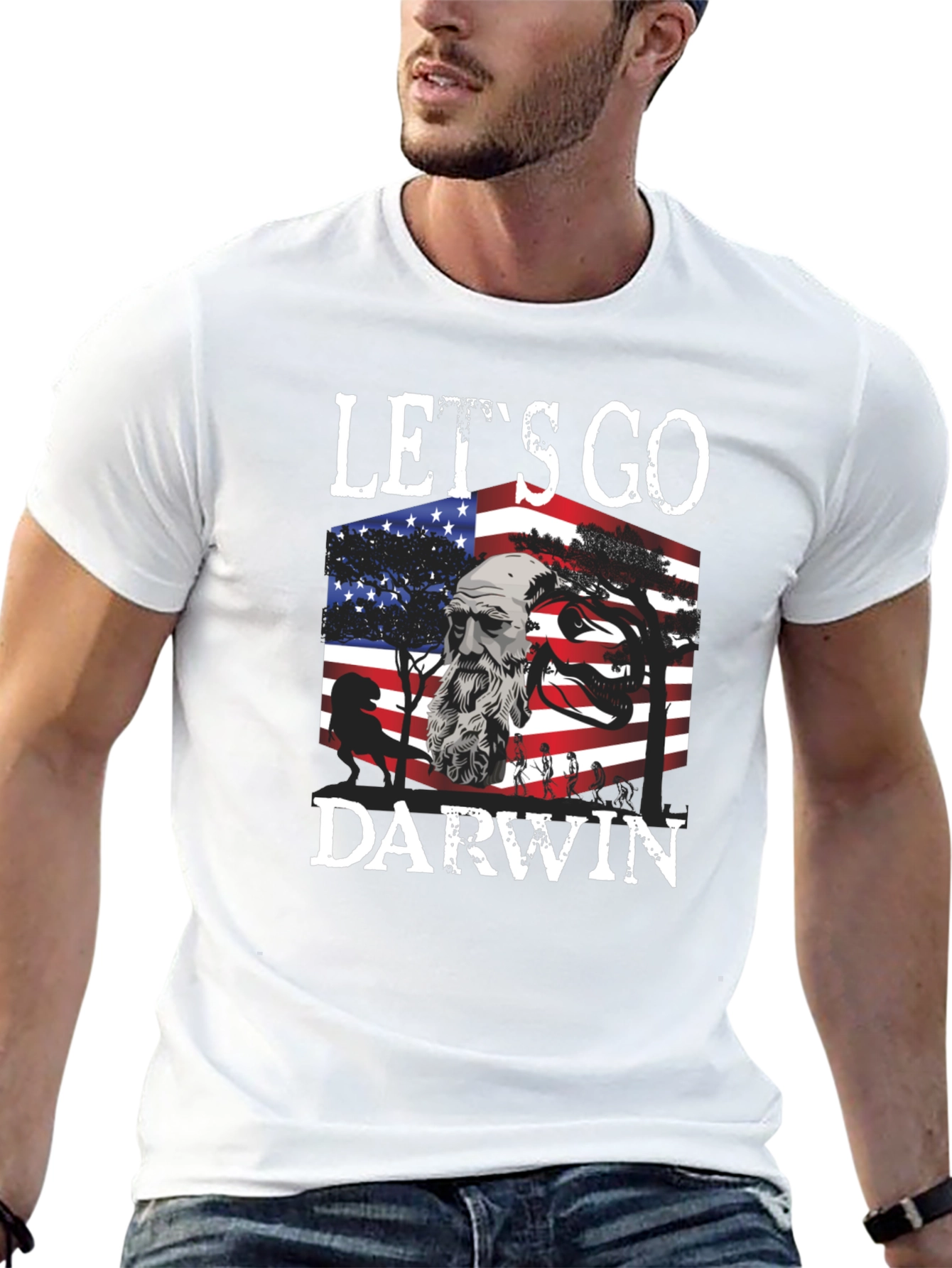 Lets Go Darwin T-Shirt Patriotic Funny Evolution Tee
