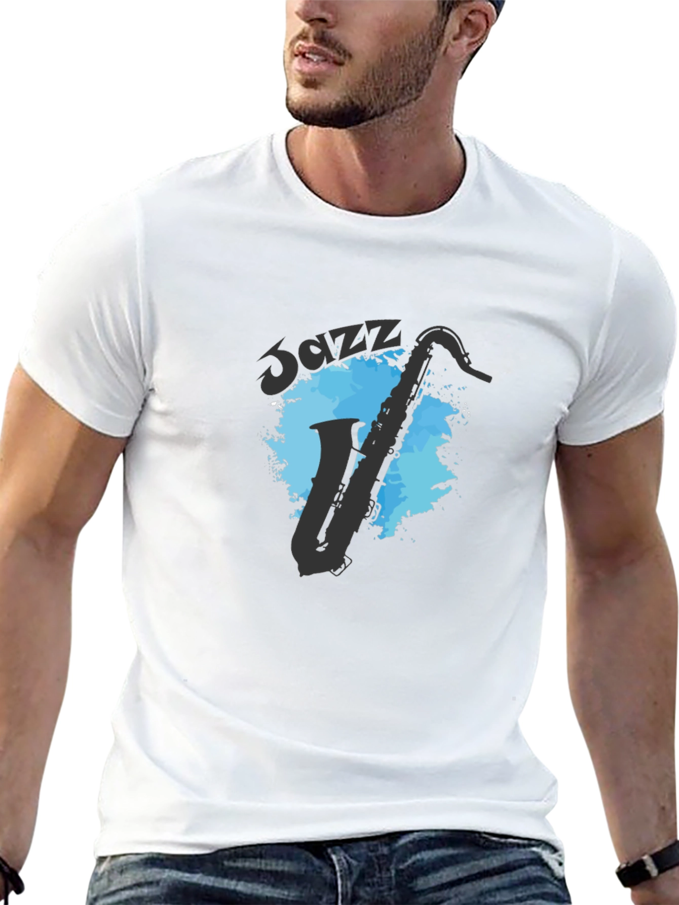 Cool Jazz Saxophone Graphic T-Shirt - Black