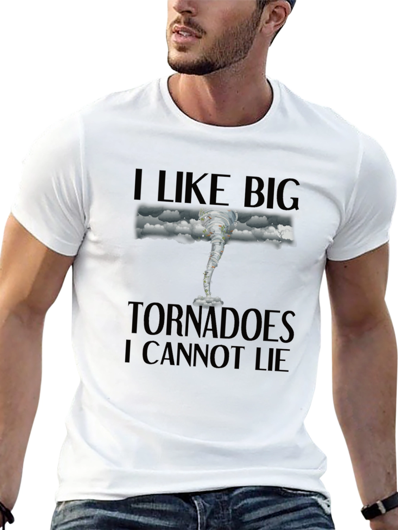 I Like Big Tornadoes Mens Black Graphic T-Shirt