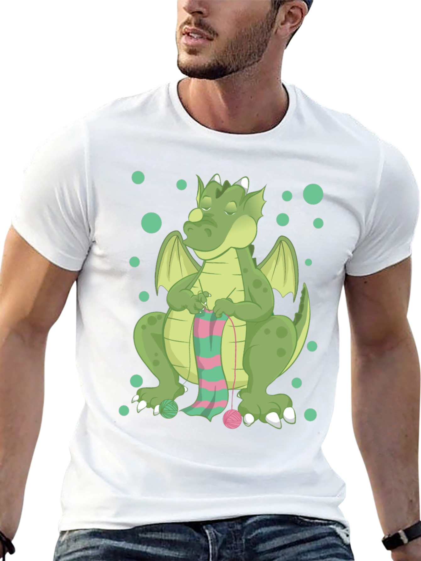 Knitting Dragon Graphic T-Shirt