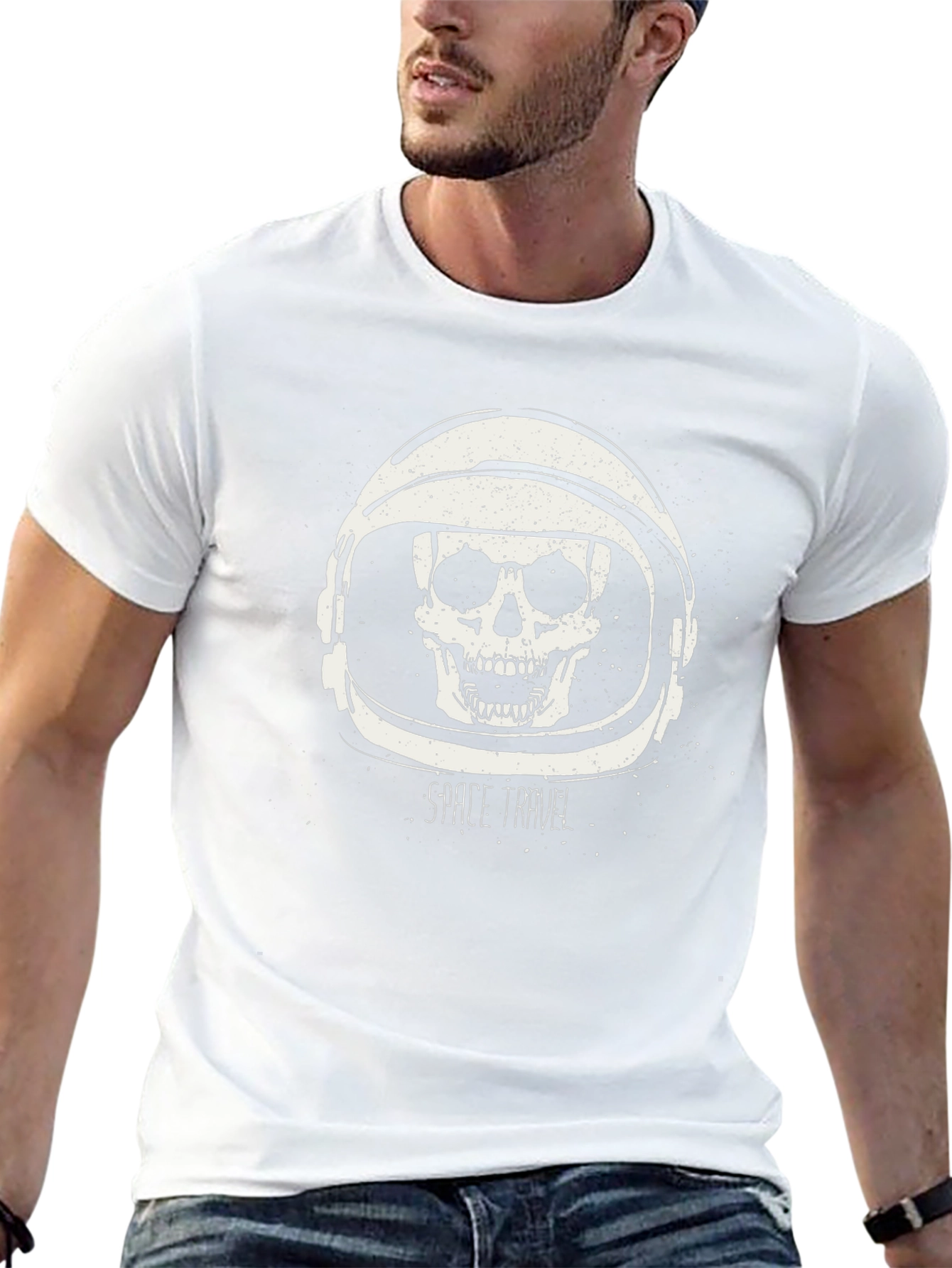 Space Travel Skull Graphic Tee - Black T-Shirt