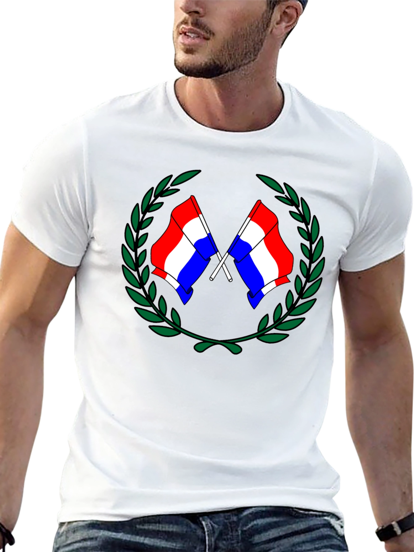 Patriotic Flag Wreath Graphic Tee - Black