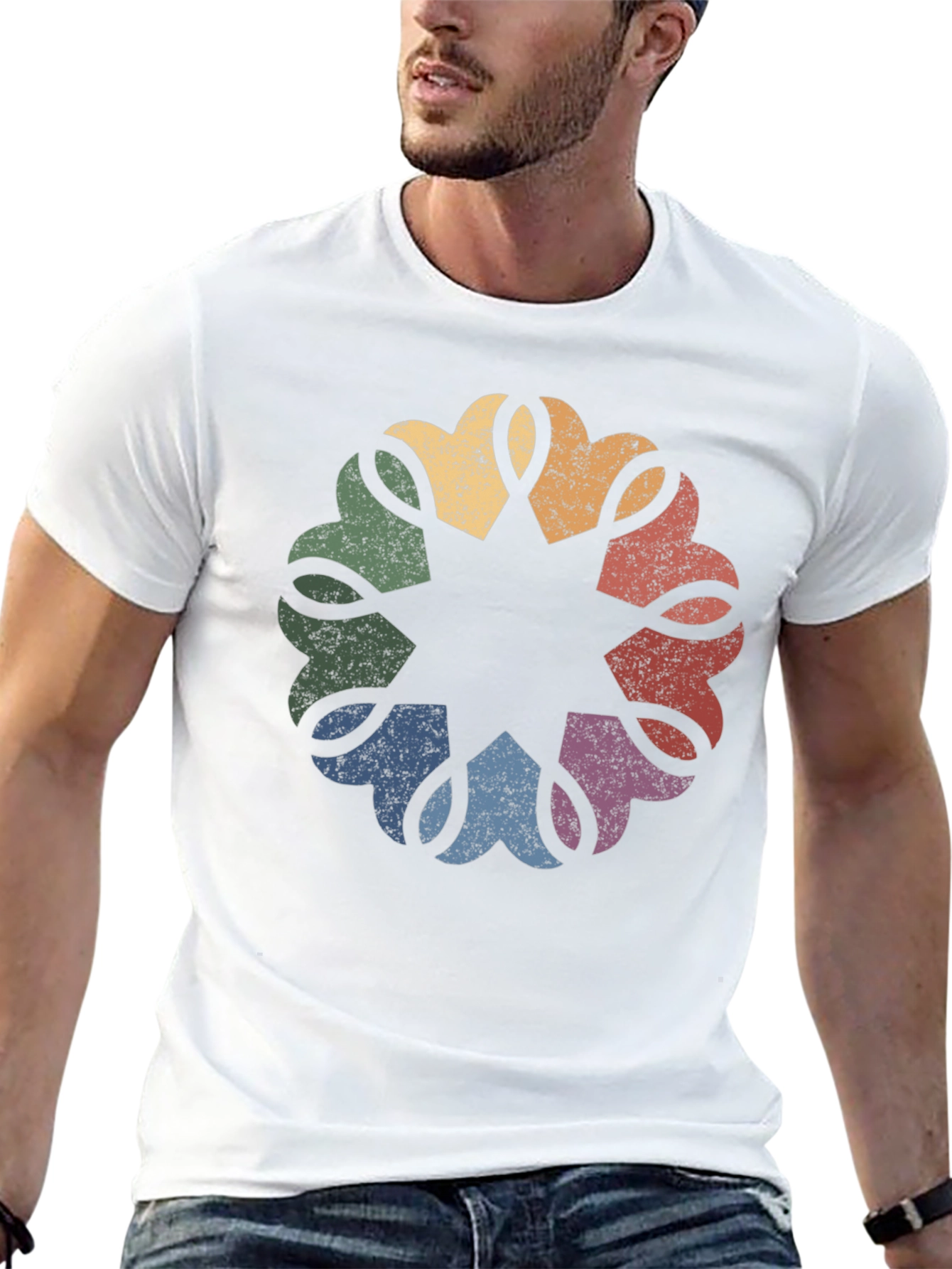 Retro Rainbow Mandala Graphic Tee