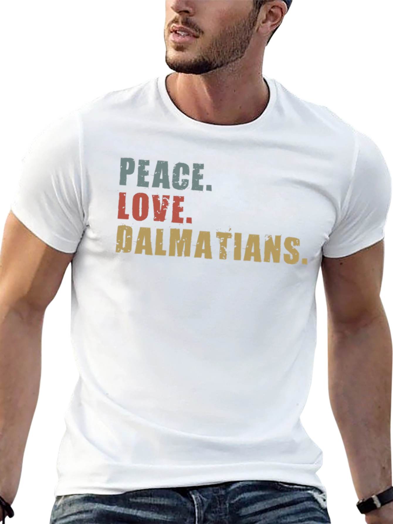 Peace Love Dalmatians Black T-Shirt