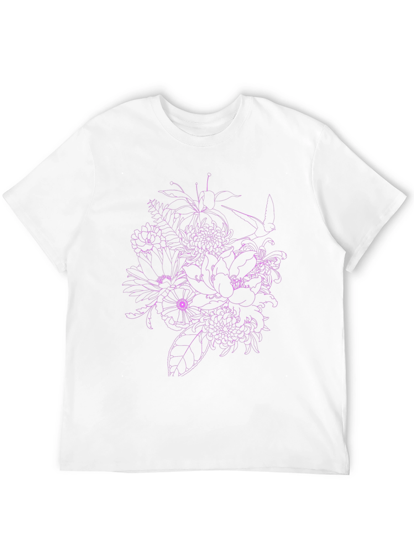 Floral Print Mens Black T-Shirt