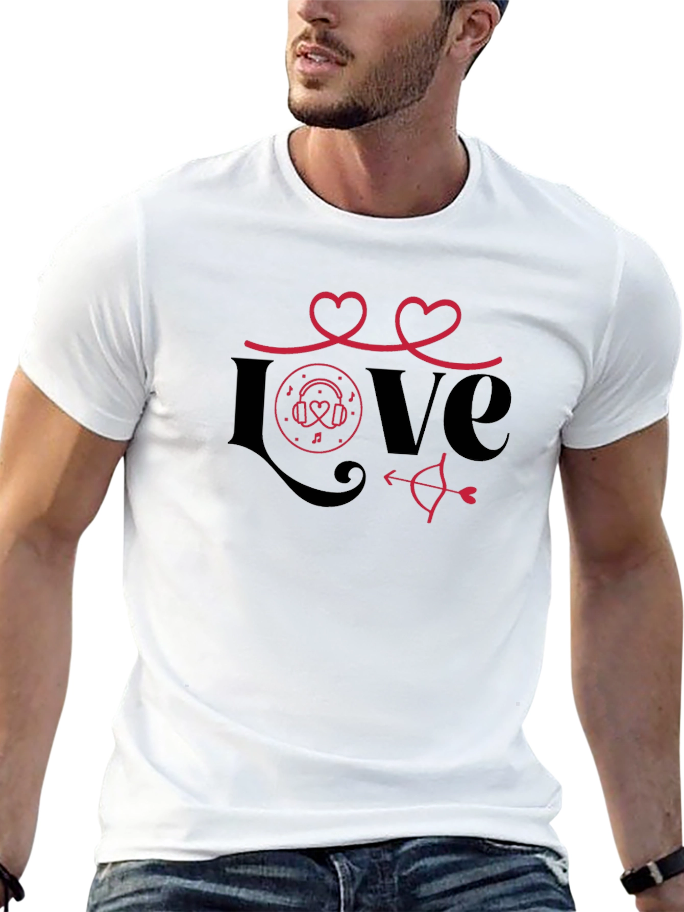 Love Valentines Day Graphic Tee - Black