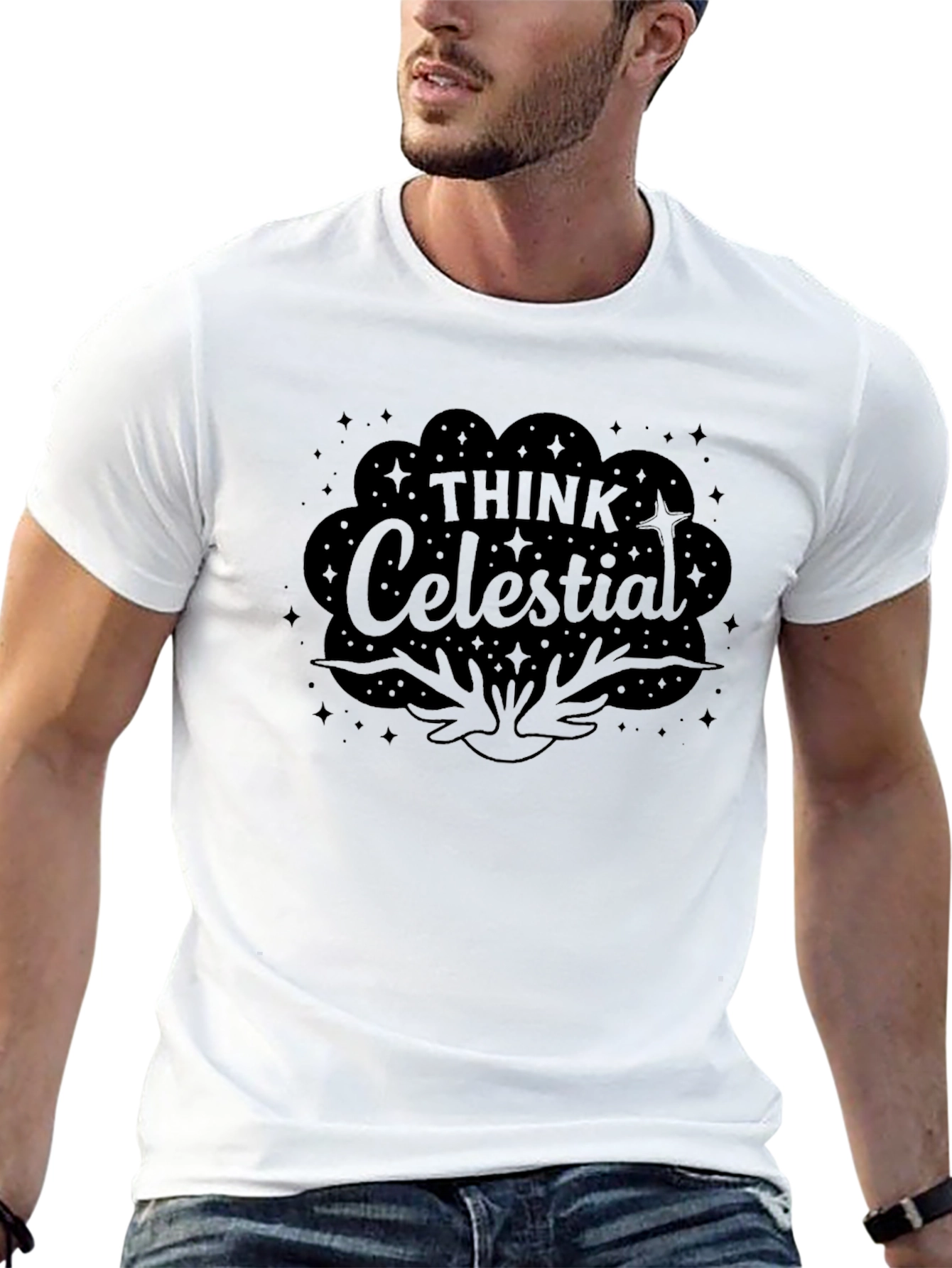 Think Celestial Black Graphic T-Shirt