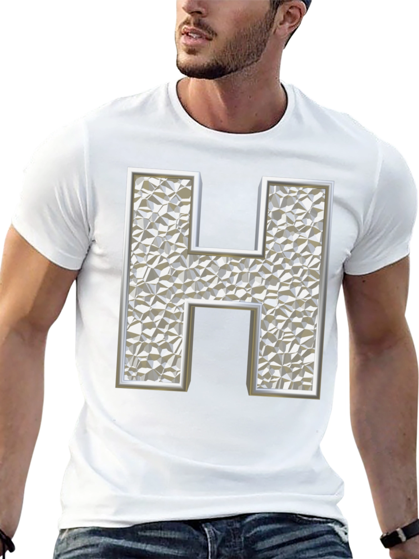 Abstract H Letter Black T-Shirt