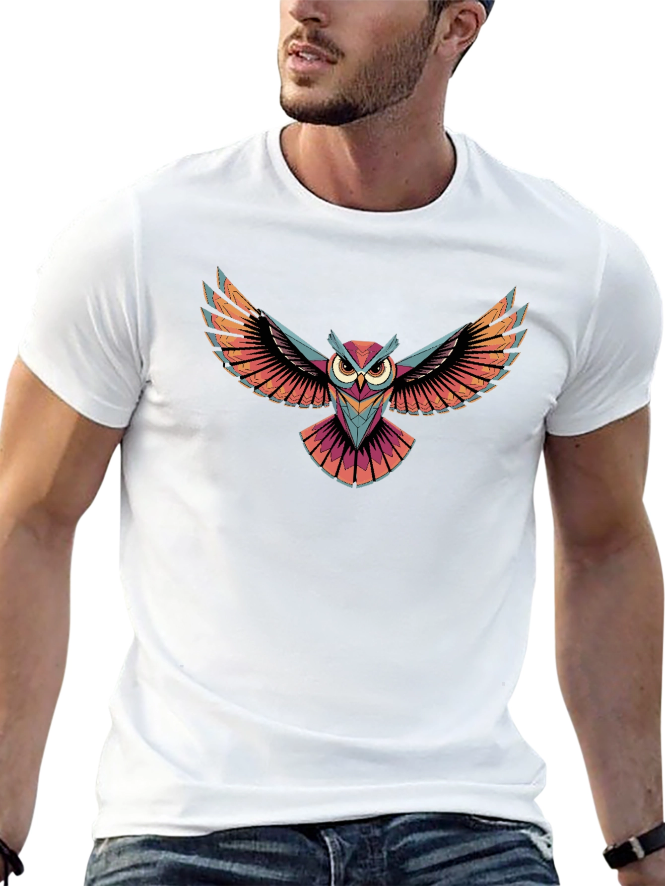 Owl Graphic Print Black T-Shirt