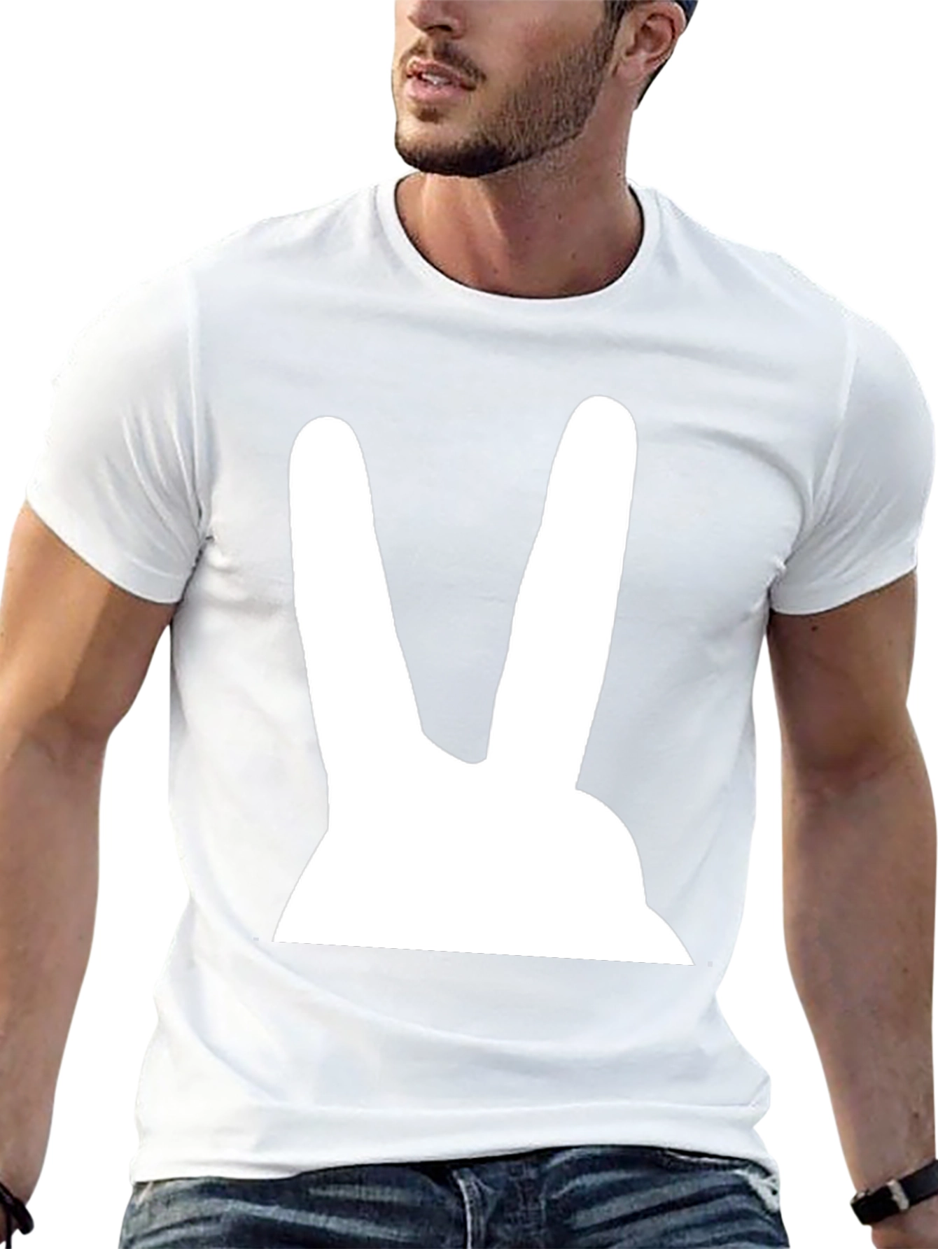 Bunny Ears Graphic Tee - Black Cotton T-Shirt