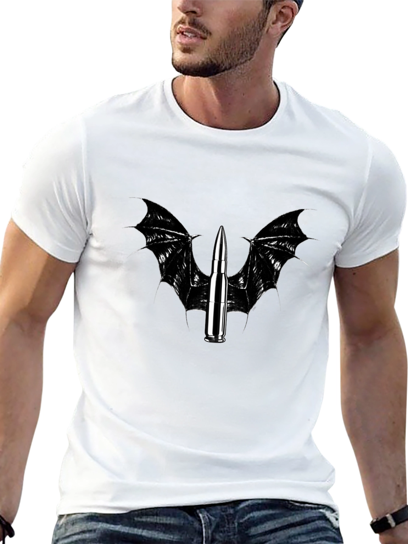 Winged Bullet Graphic Tee - Edgy Design