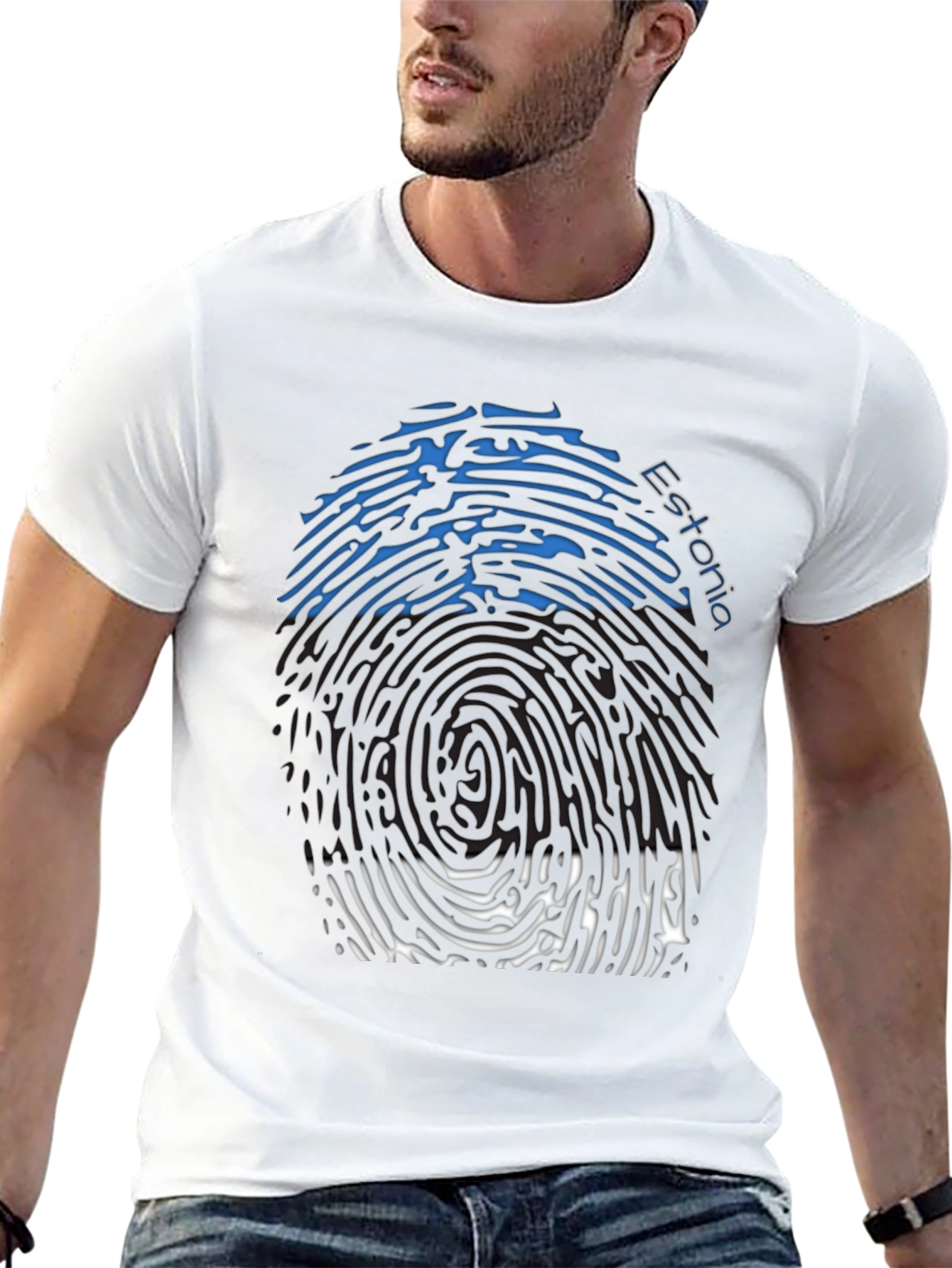 Estonia Fingerprint Flag T-Shirt - Unique Design