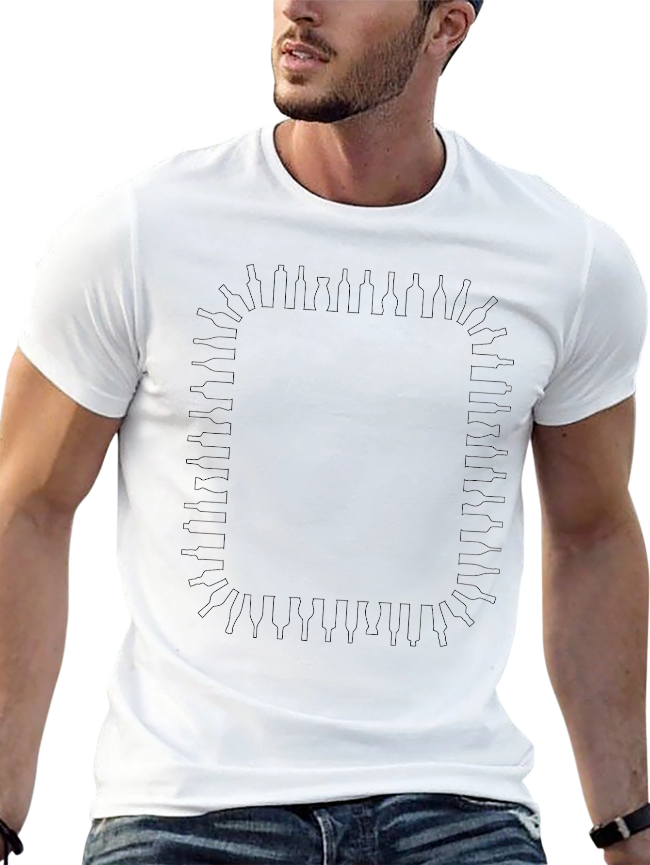 Bottle Border Black T-Shirt - Stylish Graphic Tee
