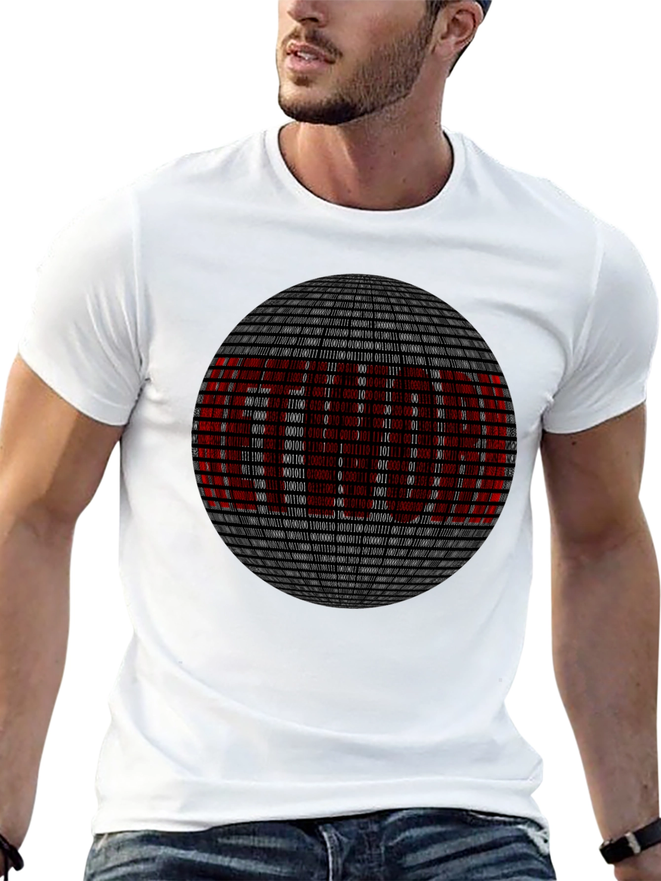 Binary Code Sphere Graphic Tee - Geek Chic