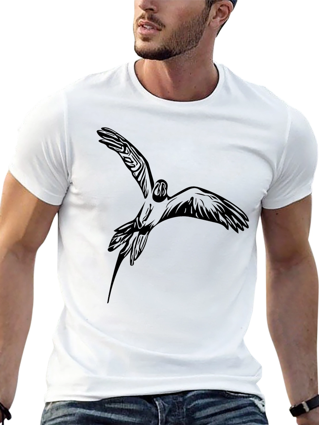 Black Bird Graphic Tee - Stylish Mens Casual T-Shirt