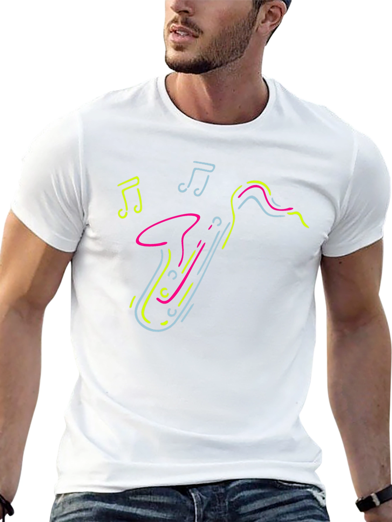 Neon Saxophone Graphic Tee - Cool Music Lover T-Shirt