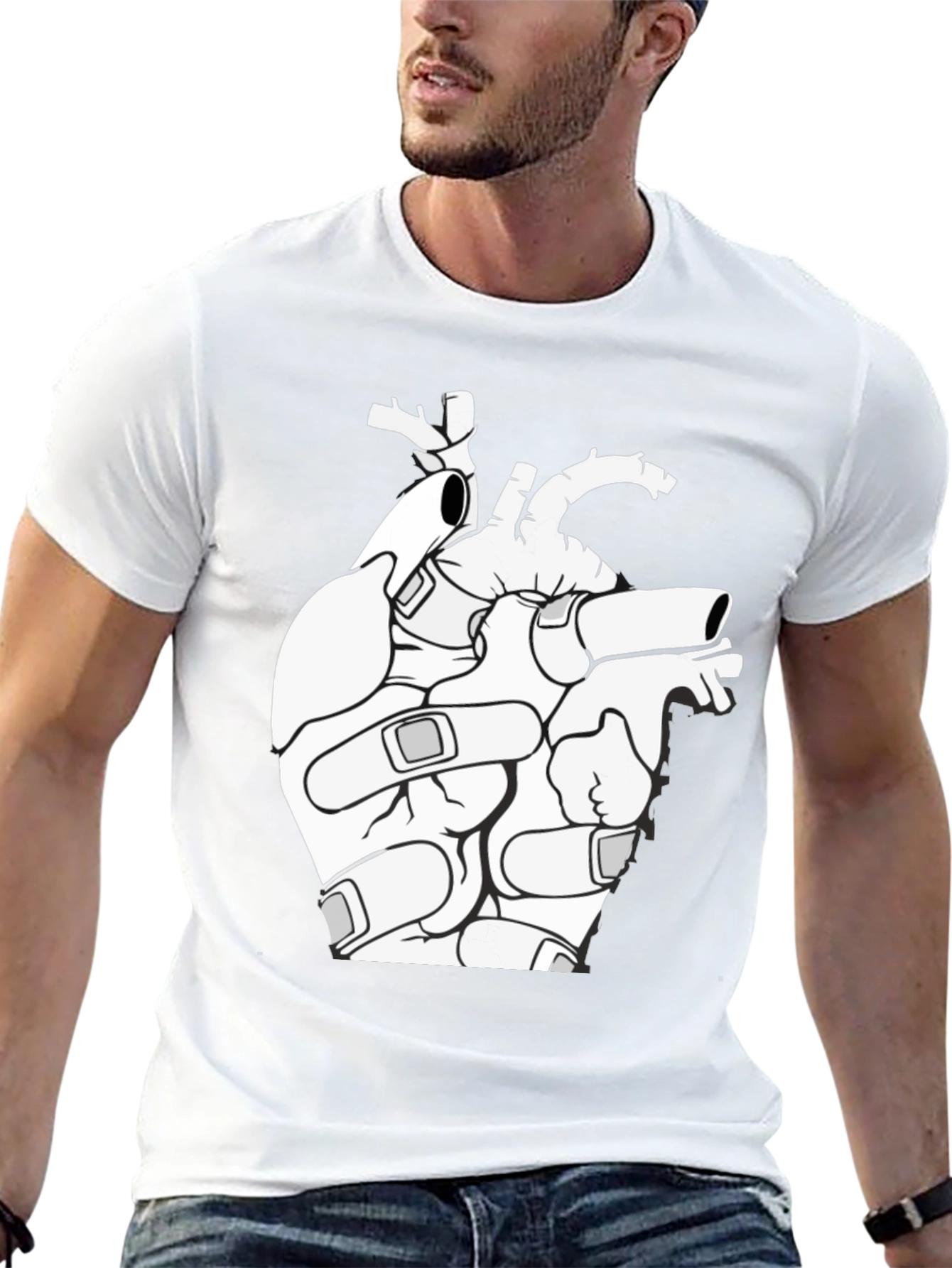 Anatomical Heart T-Shirt - Bandaged Heart Graphic Tee
