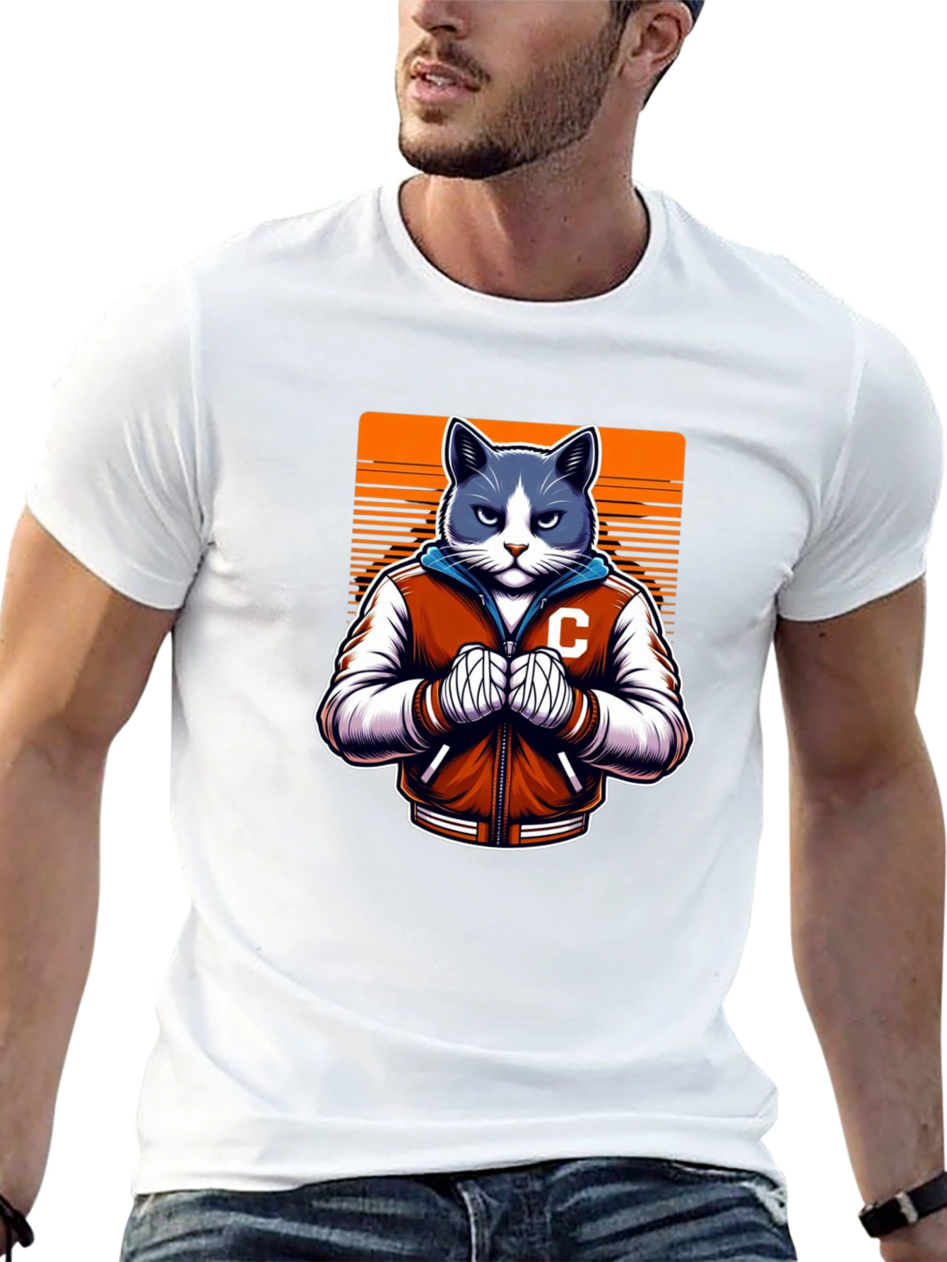Cool Cat College Jacket Graphic Tee