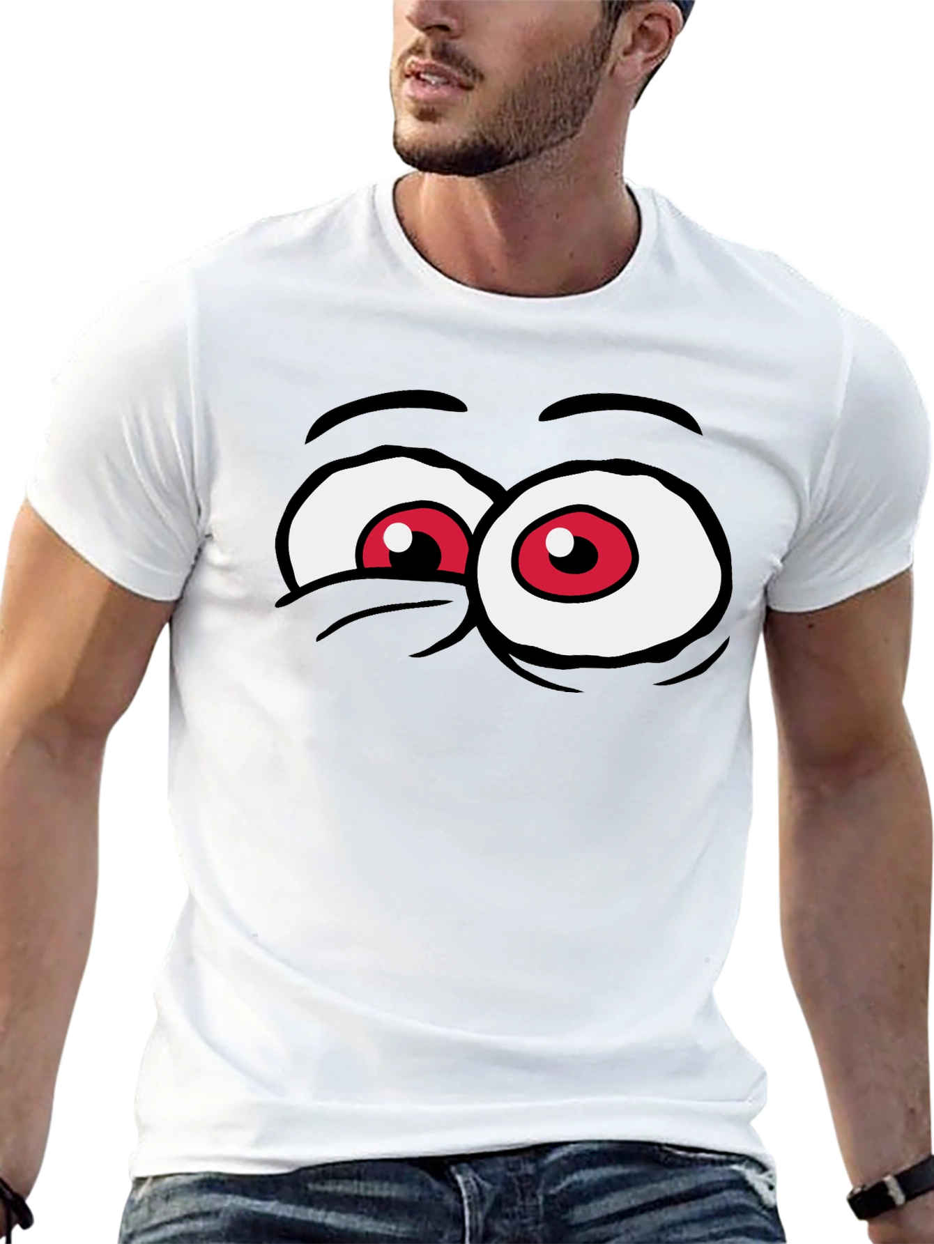 Funny Cartoon Eyes Graphic Tee - Black