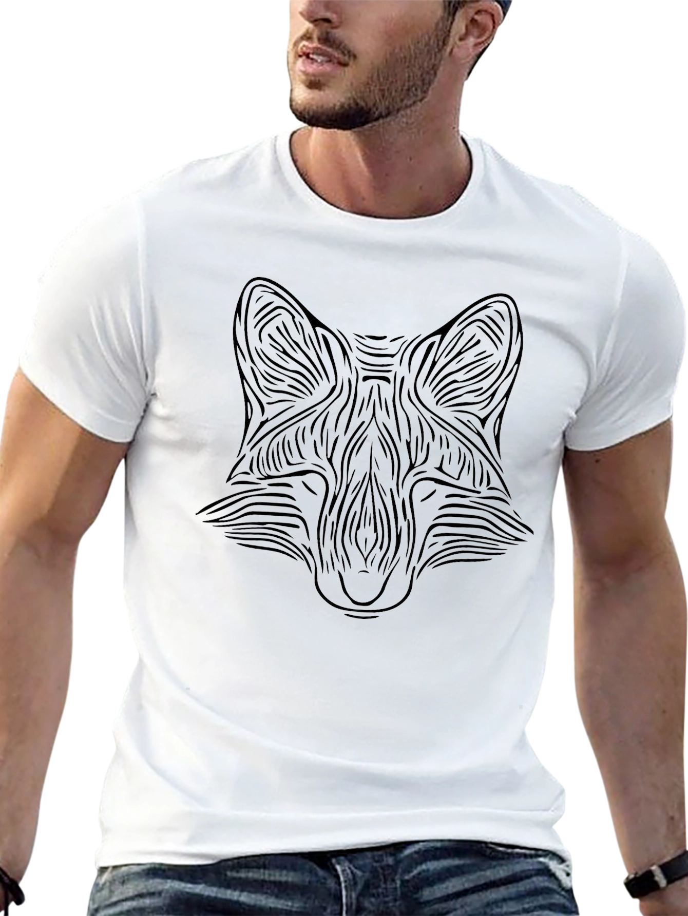 Abstract Fox Graphic Tee - Mens Black T-Shirt