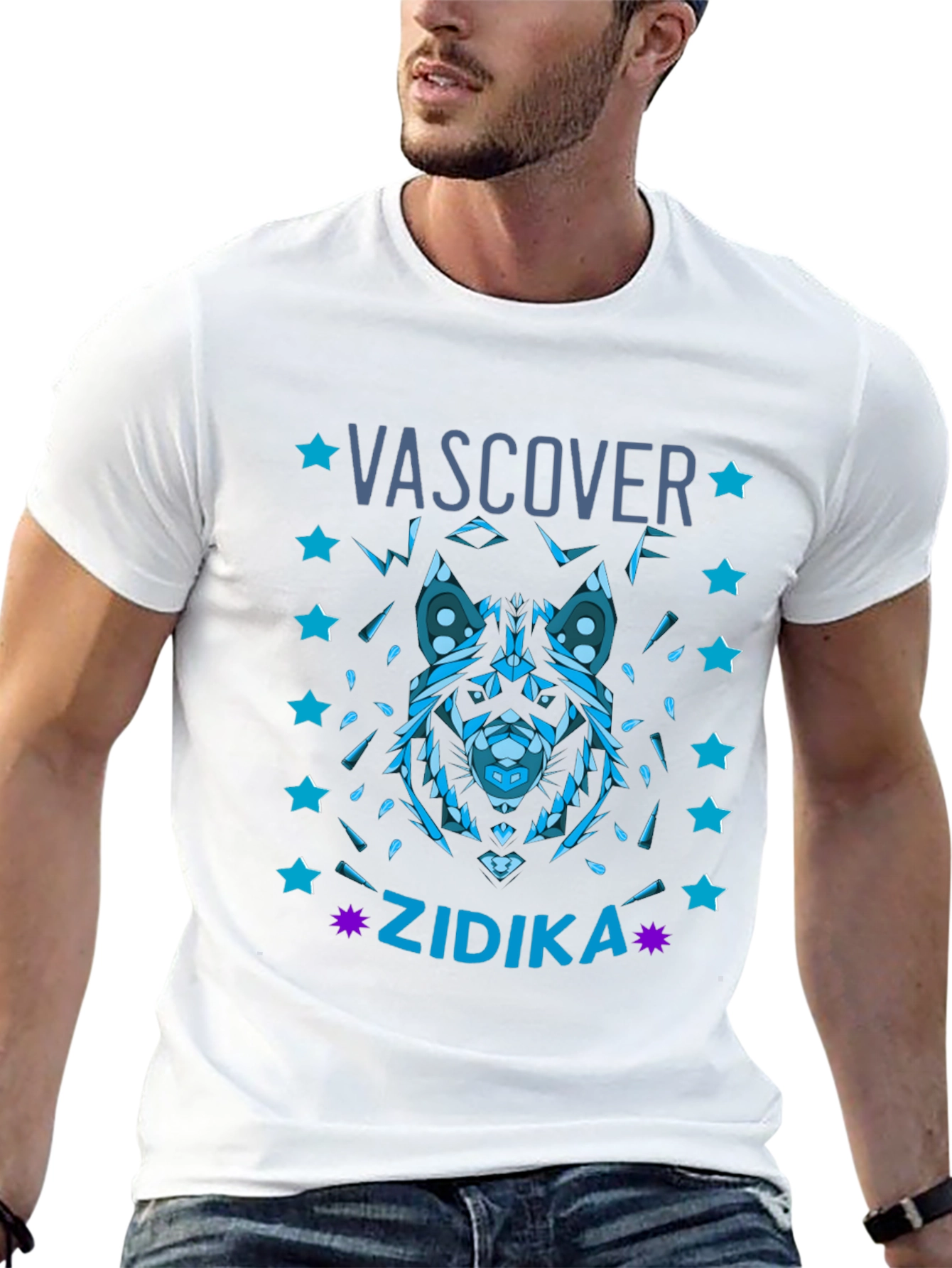Geometric Wolf Graphic Tee - Vascover Zidika