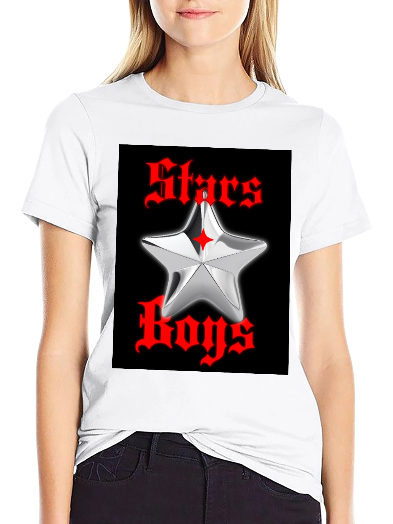 Stars Boys Black Graphic T-Shirt