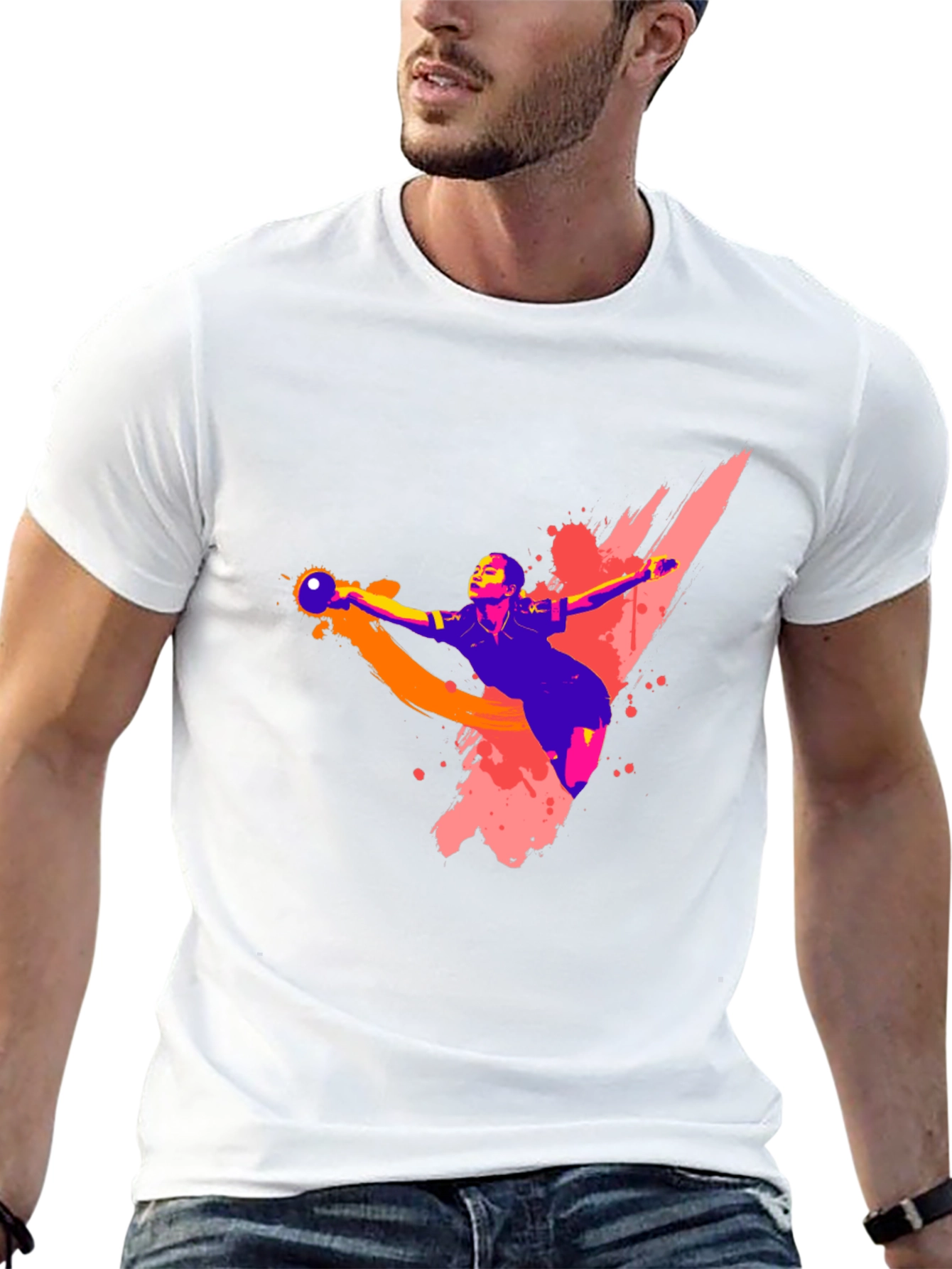 Handball Player Graphic T-Shirt - Black