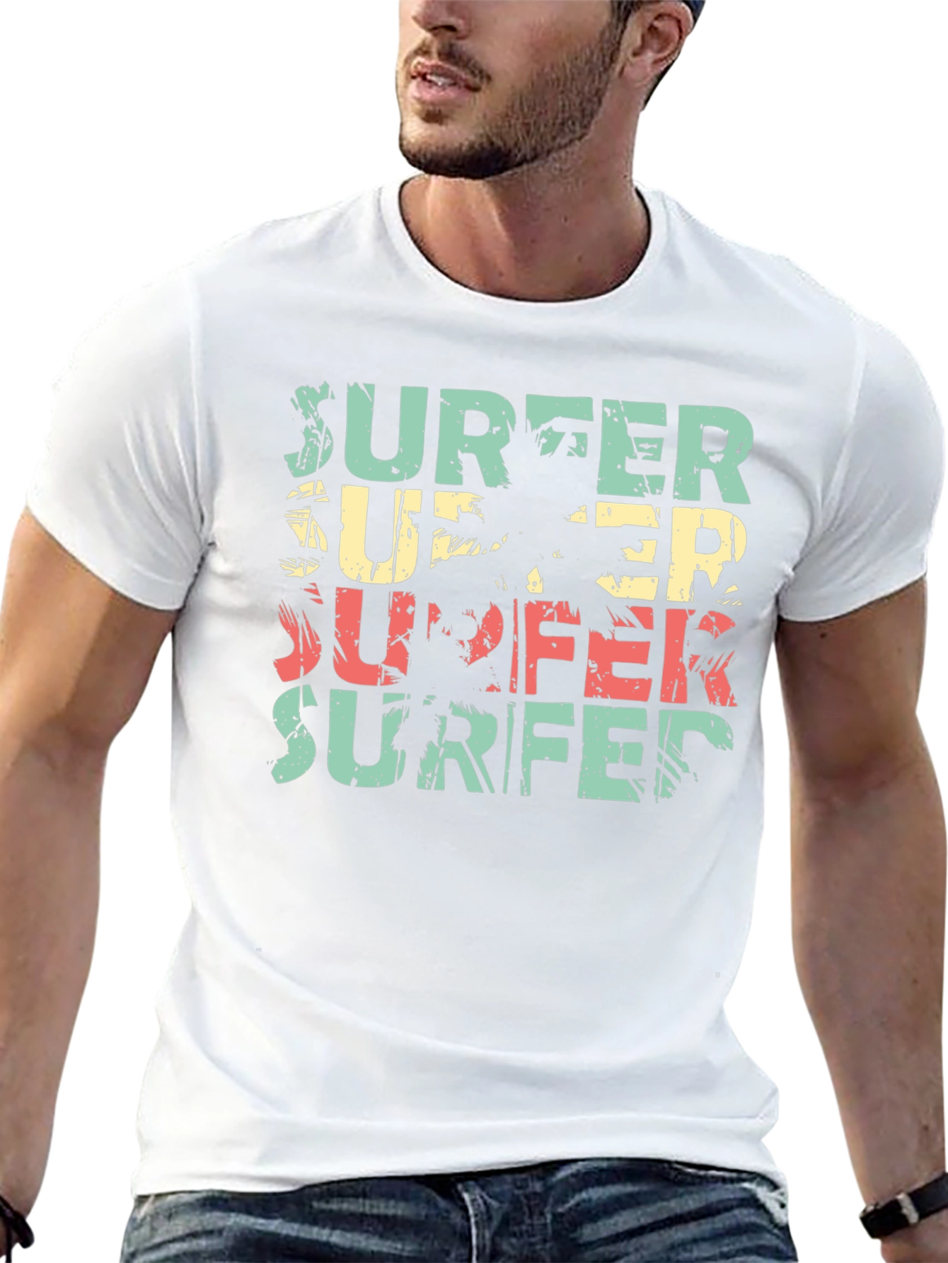 Retro Surfer T-Shirt Palm Tree Design