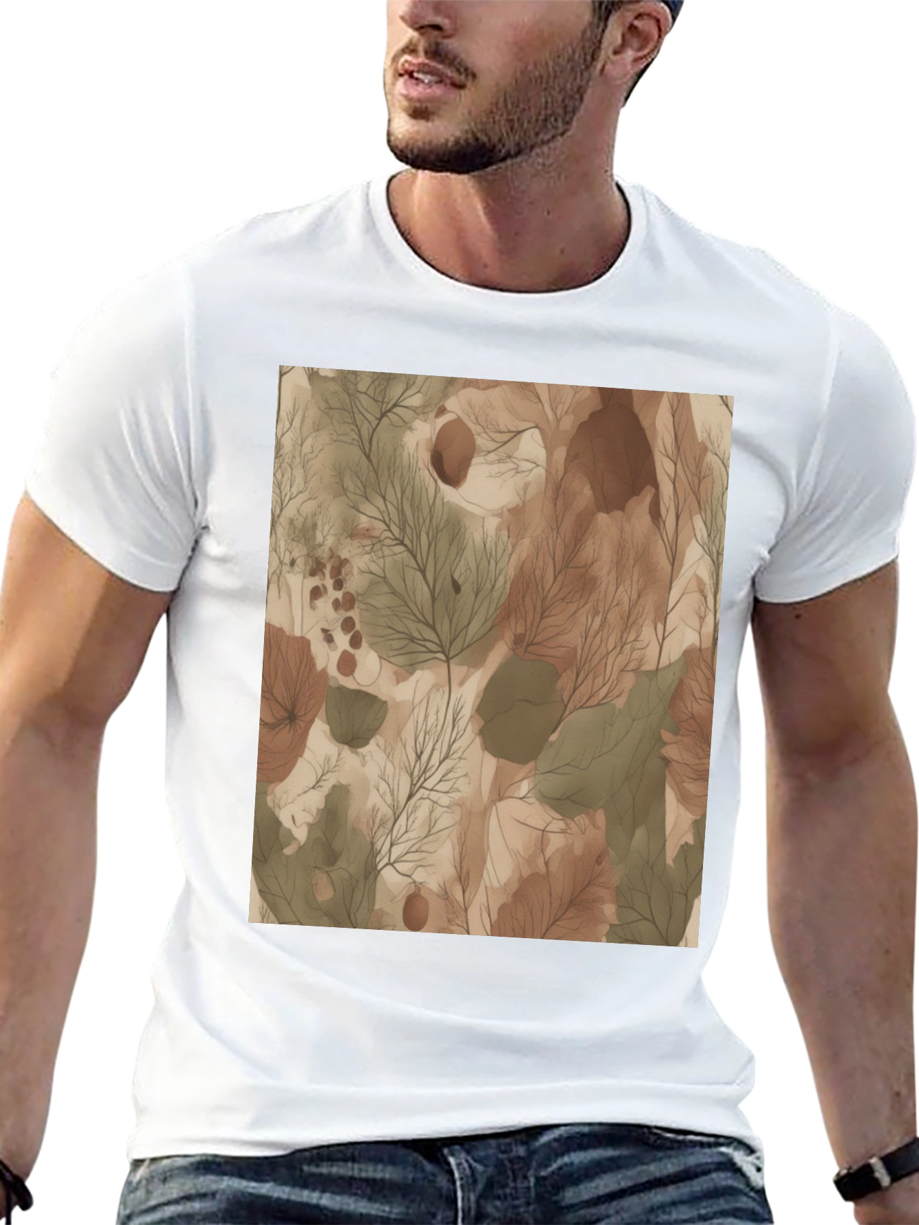 Earthy Abstract Print Black T-Shirt