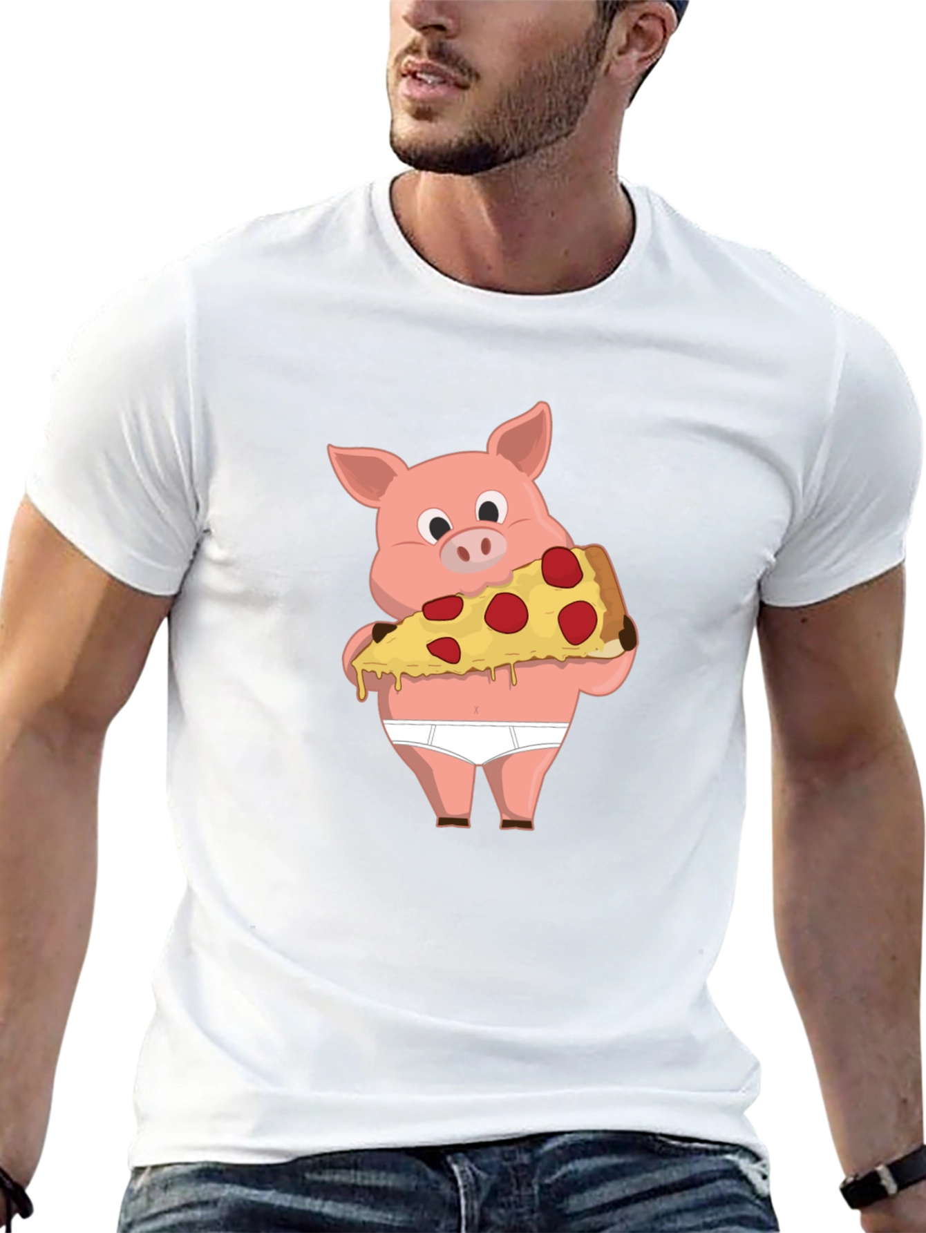 Pig Pizza Funny Graphic T-Shirt