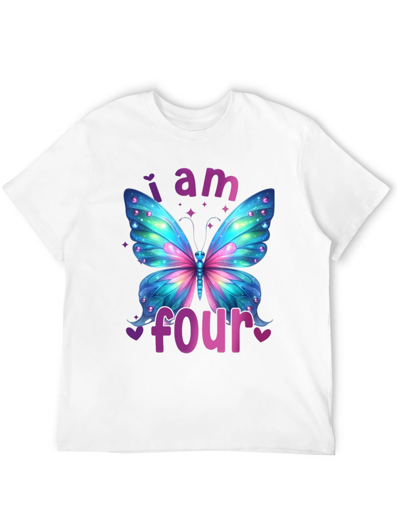 I Am Four Butterfly Birthday T-Shirt