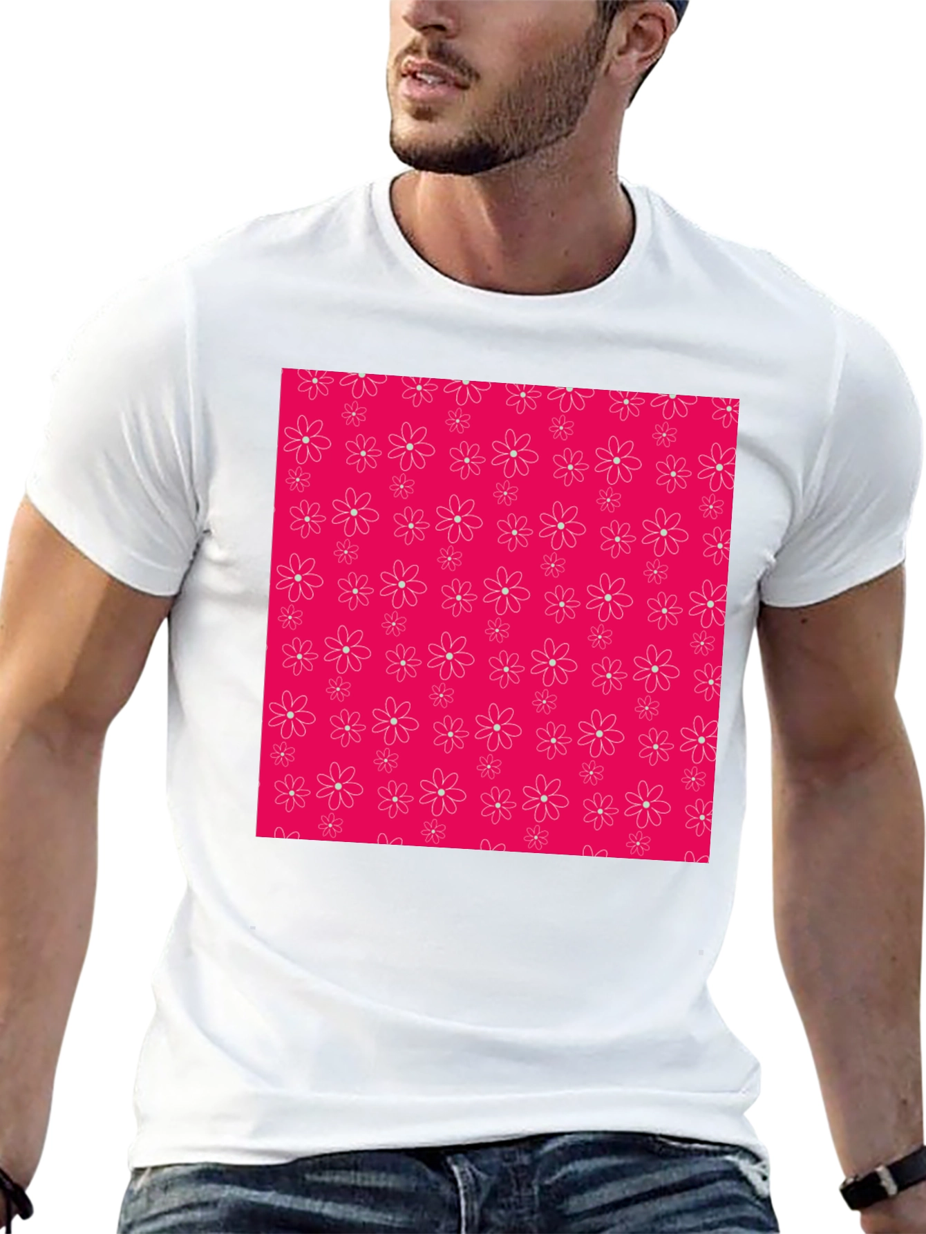 Floral Pattern Black T-Shirt