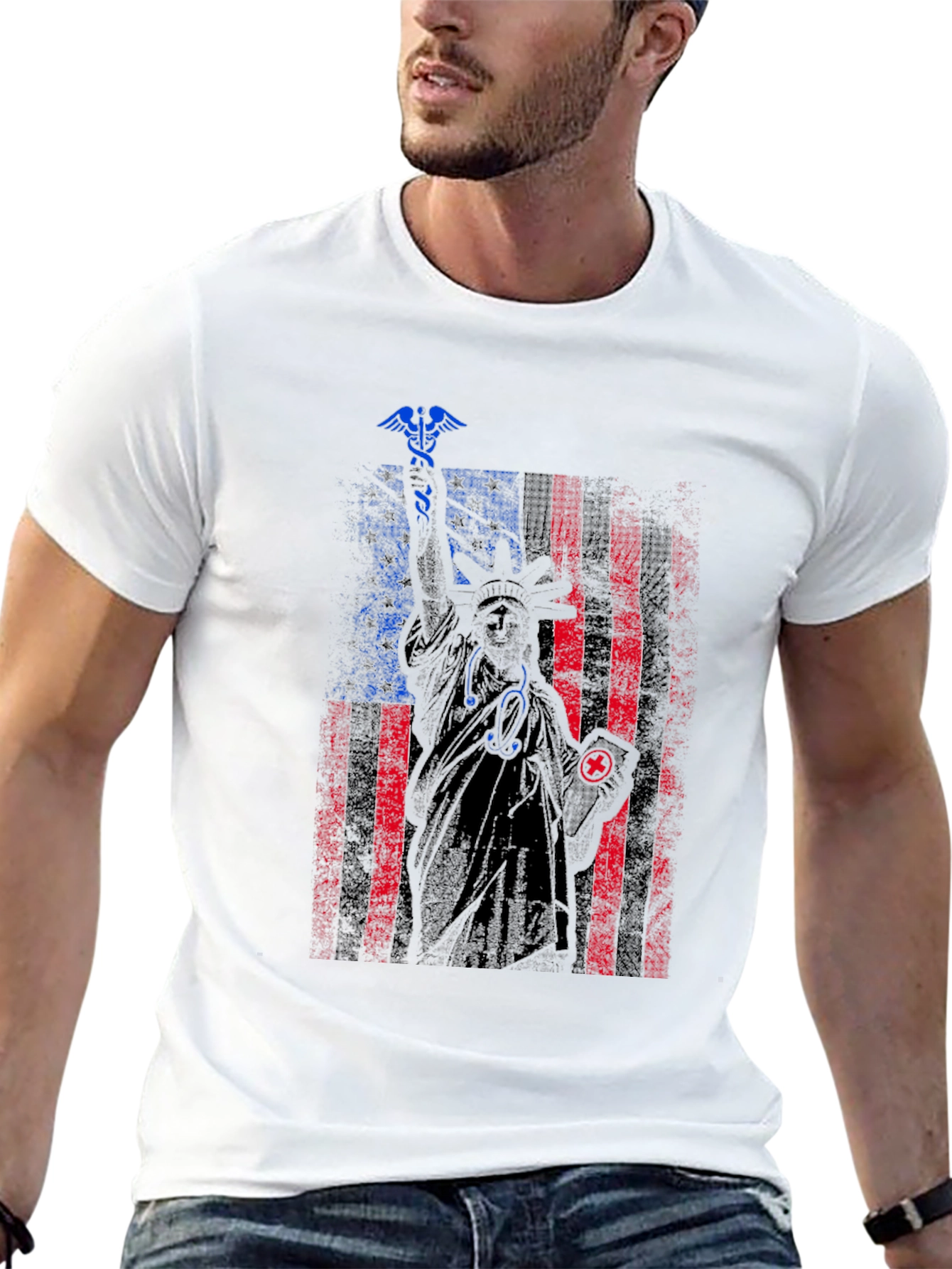 Patriotic Nurse Statue of Liberty Graphic Tee