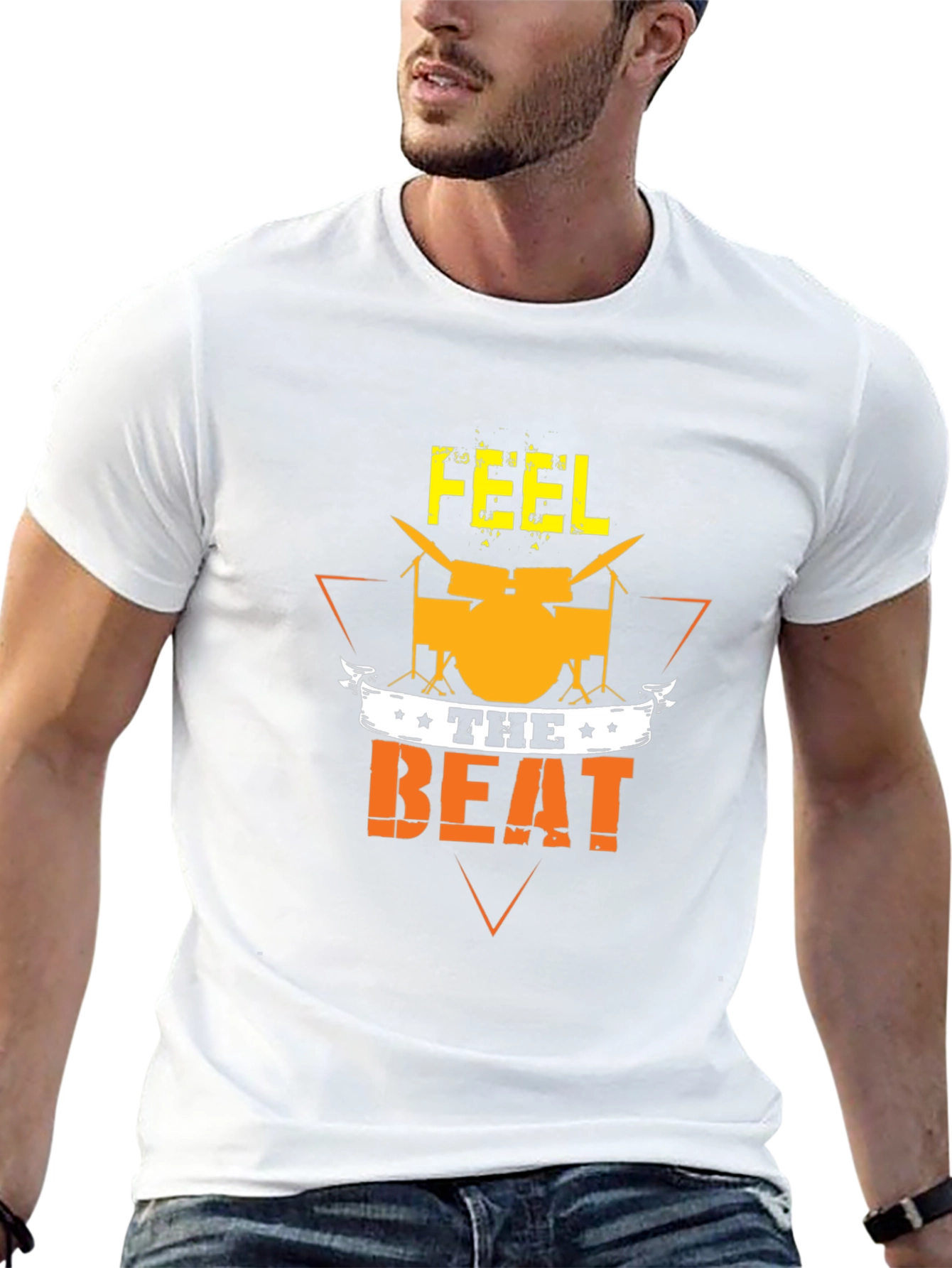 Feel the Beat Graphic T-Shirt - Drummer Tee