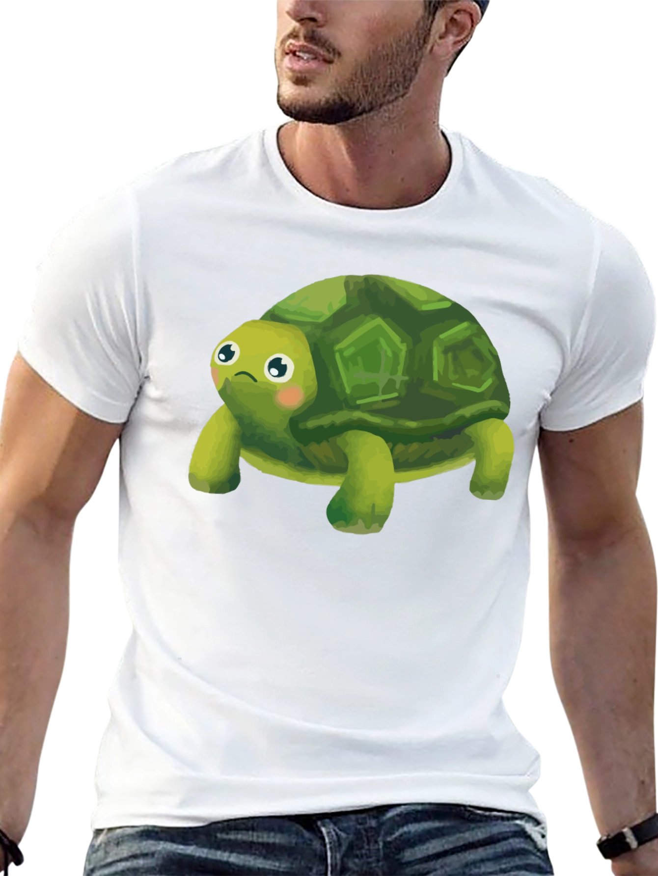 Cute Turtle Graphic Tee - Black Cotton Blend Shirt