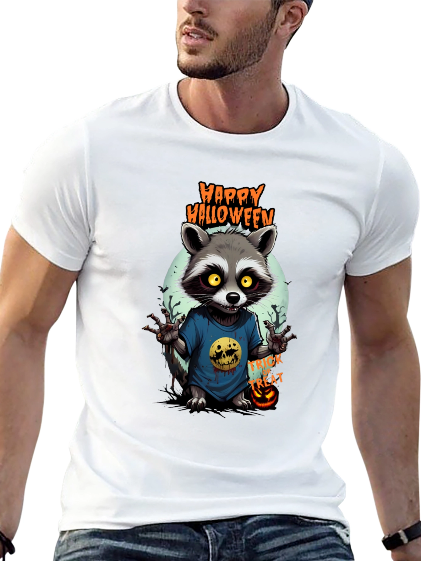 Happy Halloween Raccoon Graphic Tee