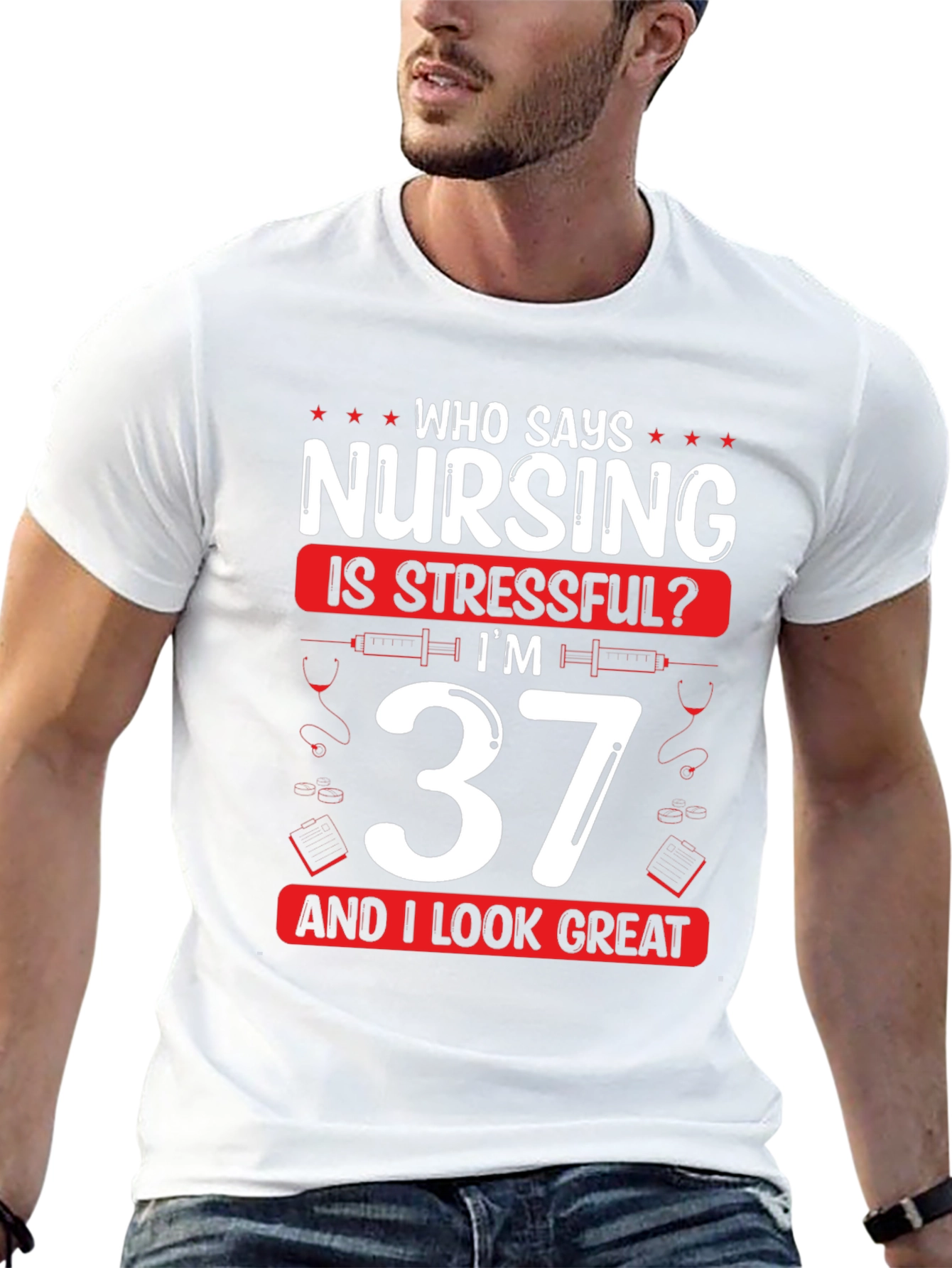 Funny Nursing 37th Birthday Black T-Shirt