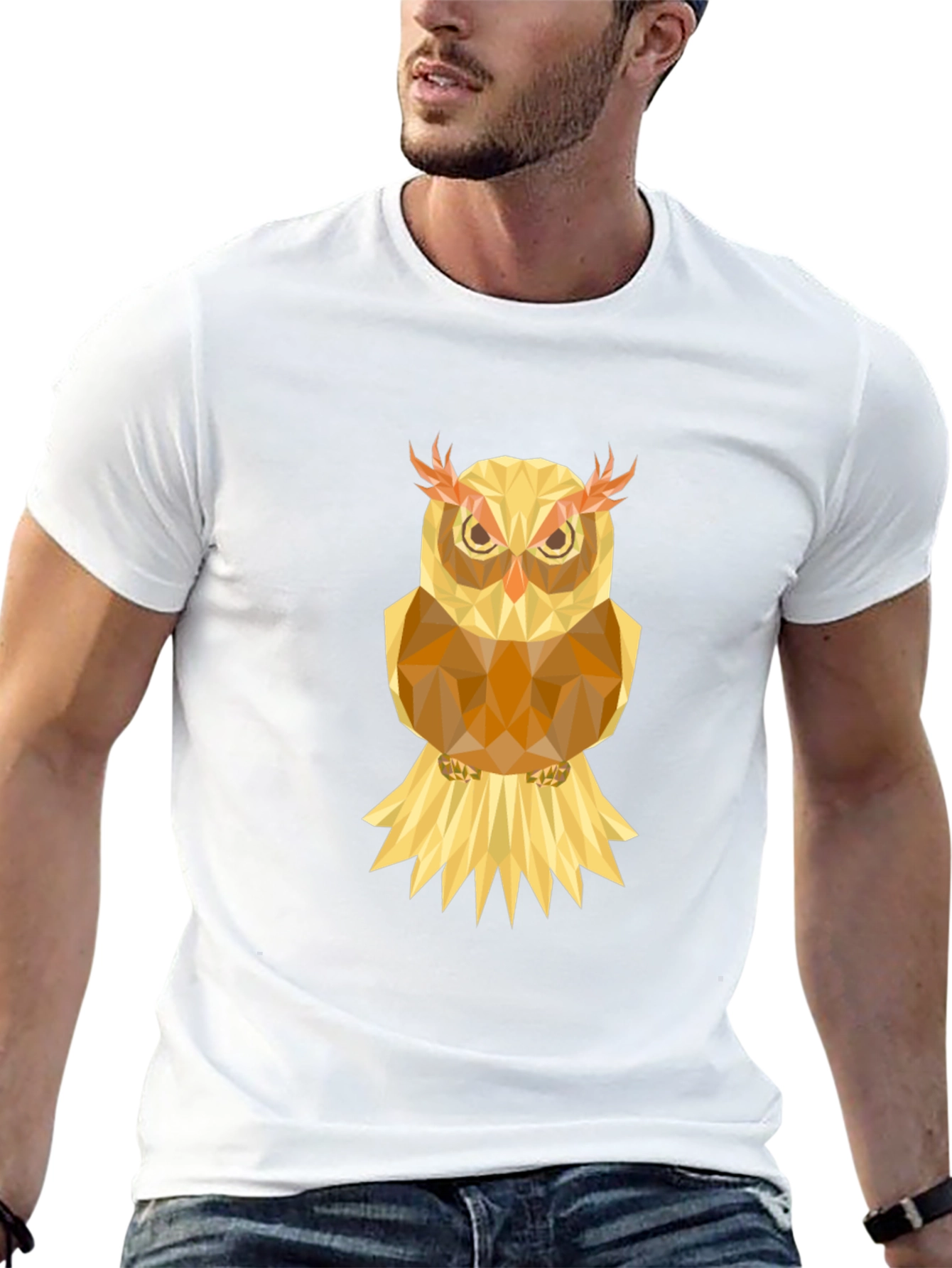 Geometric Owl Graphic Tee - Unique Mens T-Shirt