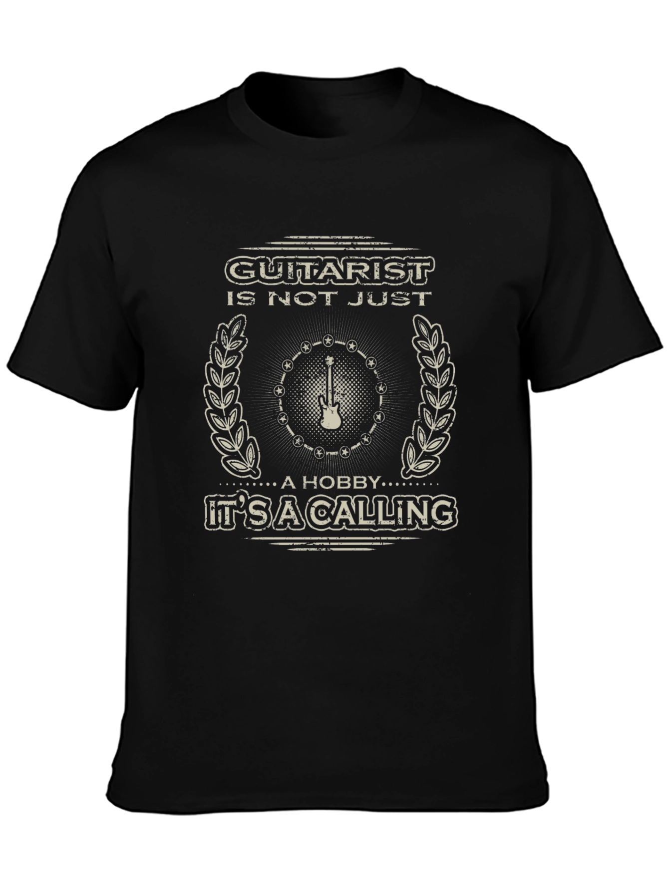 Guitarist Calling Graphic Tee - Black Cotton T-Shirt