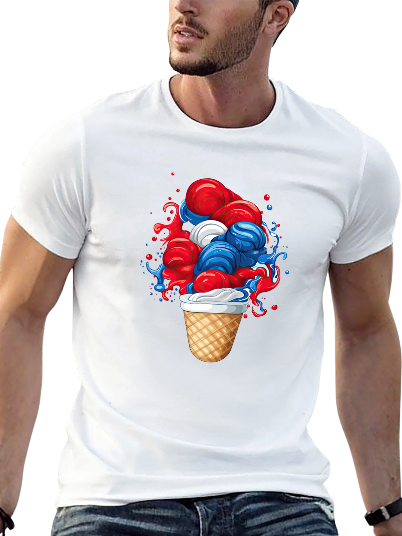Patriotic Ice Cream Graphic Tee - Black