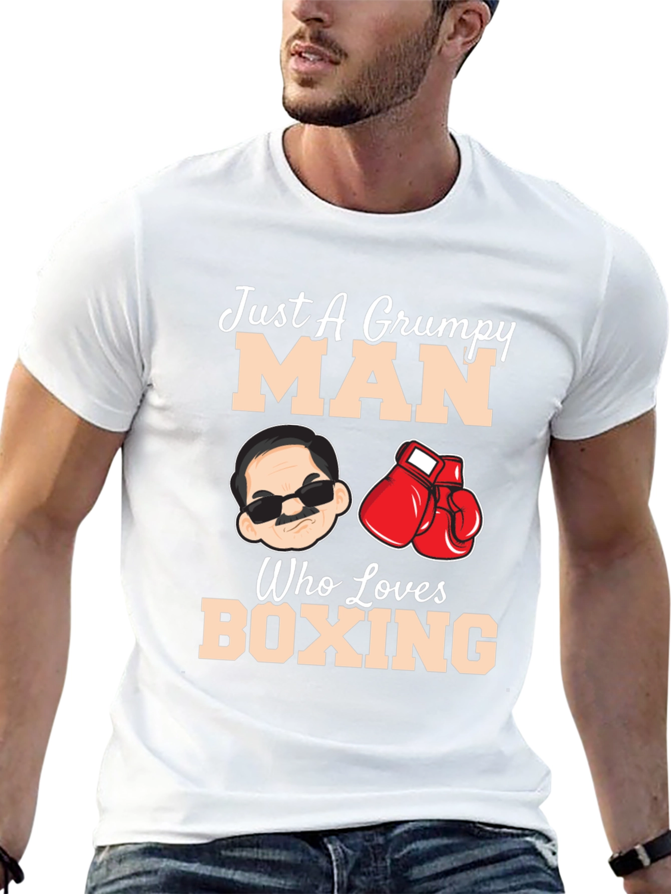Grumpy Man Boxing Lover Graphic T-Shirt
