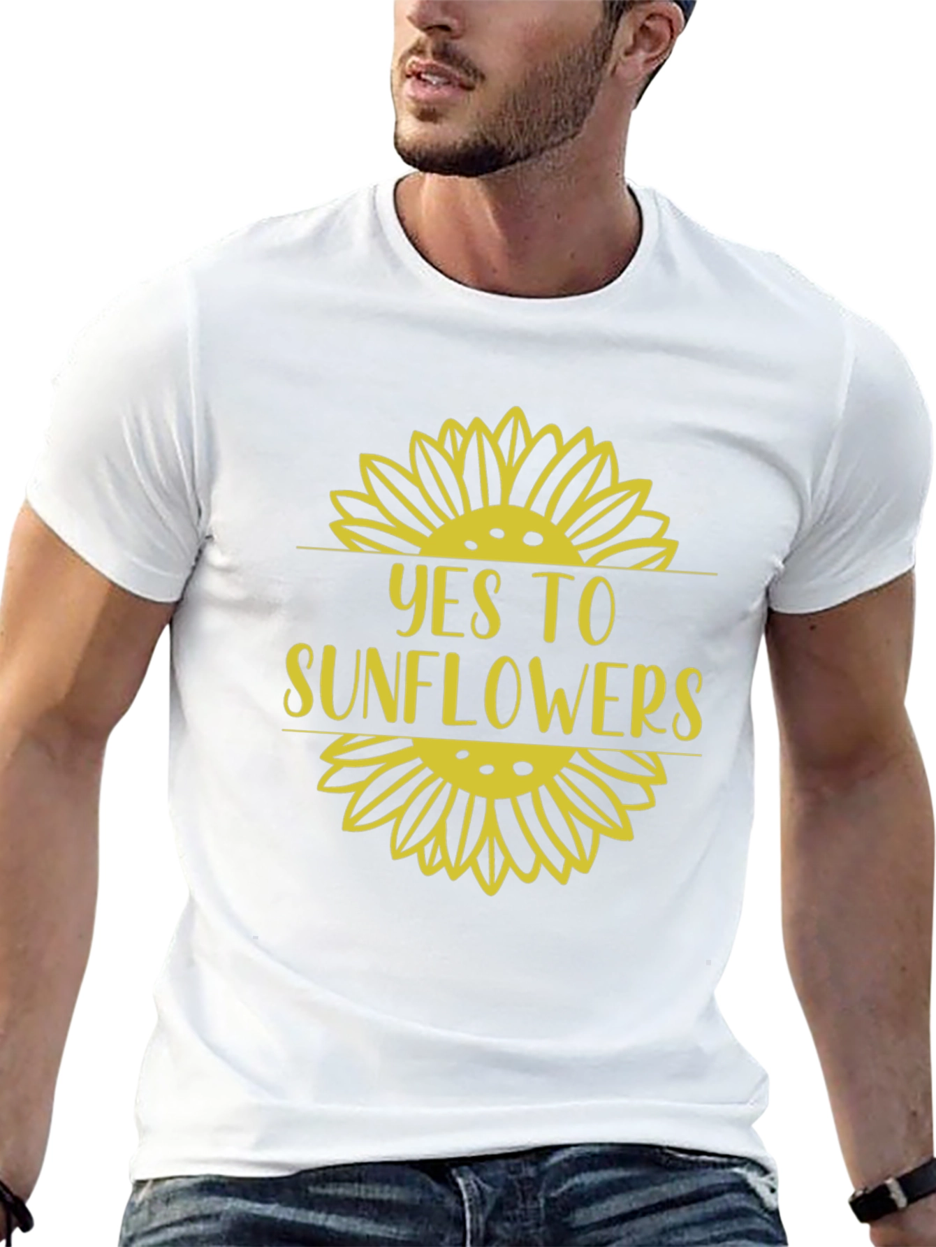 Yes to Sunflowers Graphic Tee - Black Cotton T-Shirt