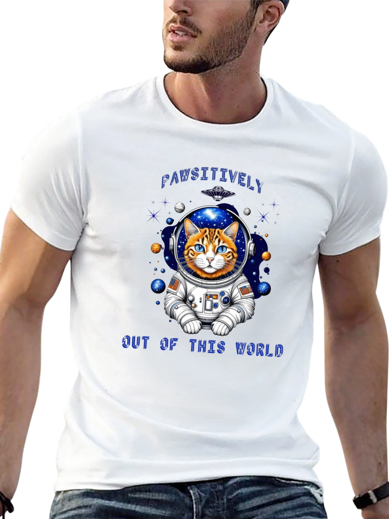 Pawsitively Out of This World Cat Astronaut T-Shirt