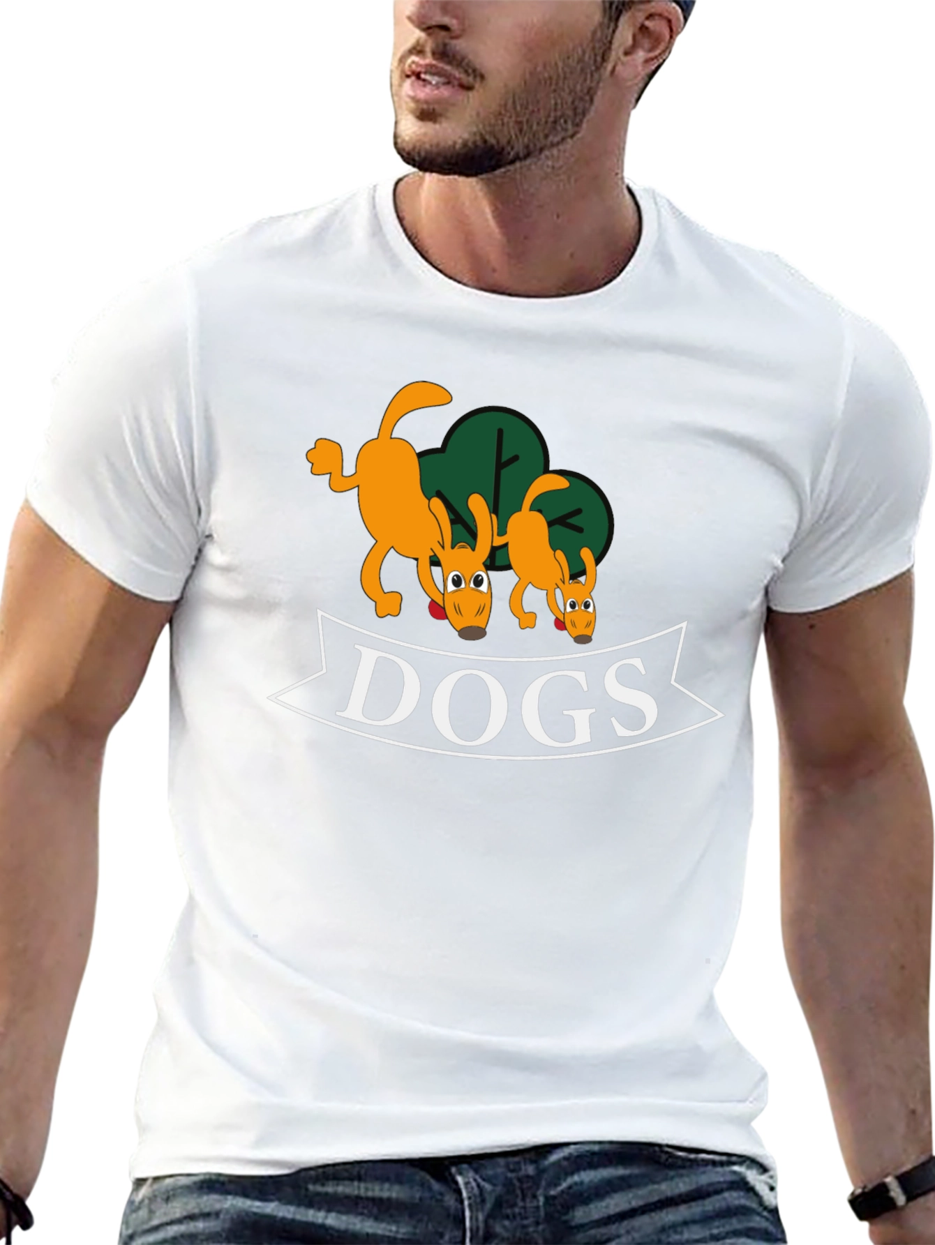 Cartoon Dog Graphic Black T-Shirt