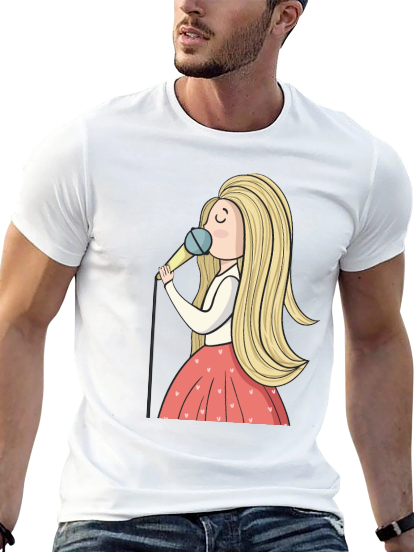 Singing Girl Graphic Tee - Black Unisex T-Shirt