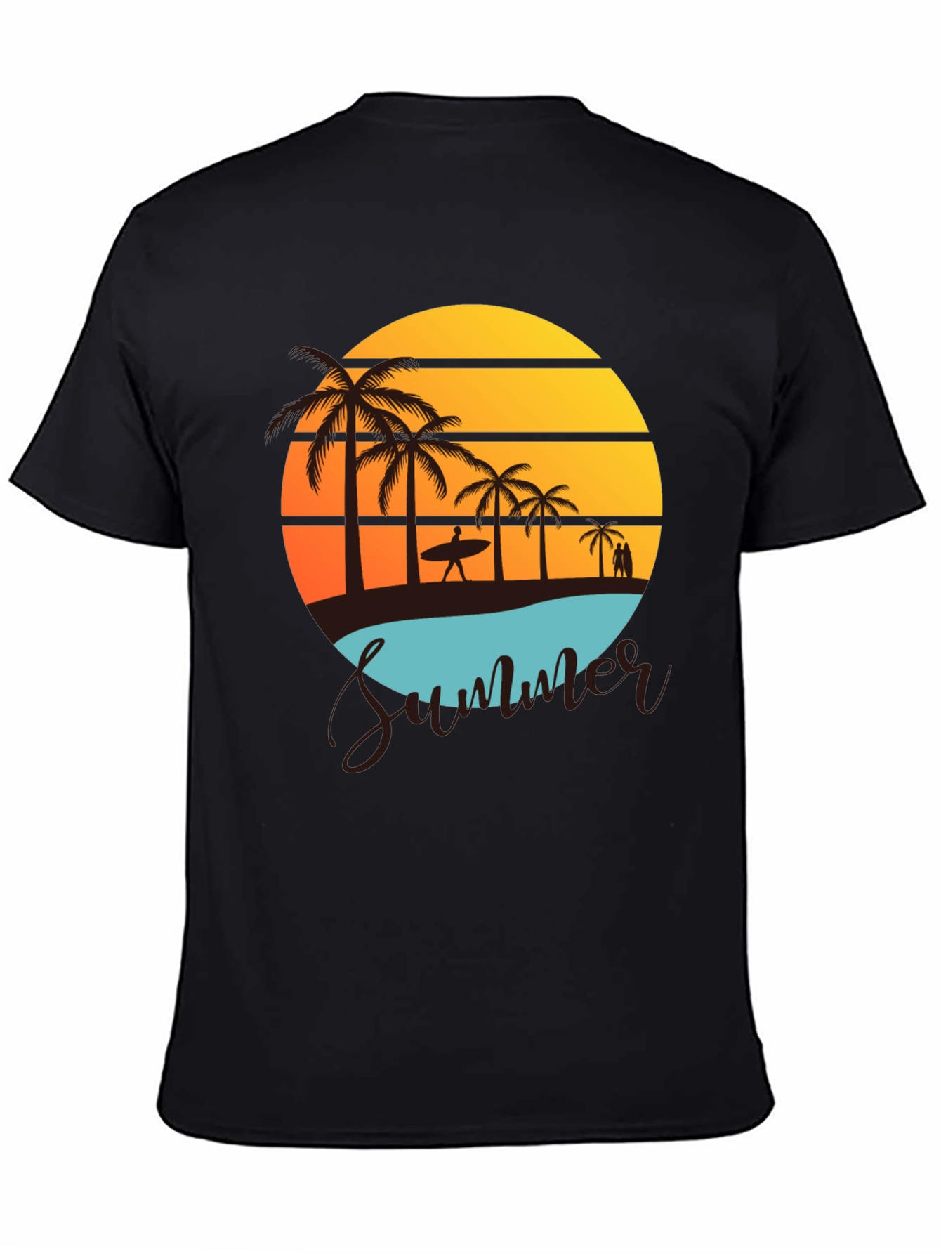 Summer Beach Graphic Tee - Palm Trees & Sunset