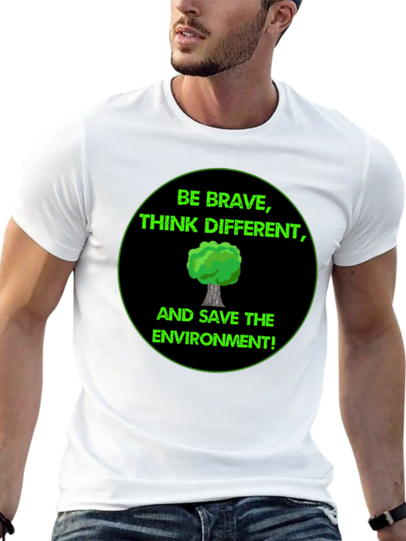 Eco-Friendly Graphic Tee - Be Brave Save the Environment!