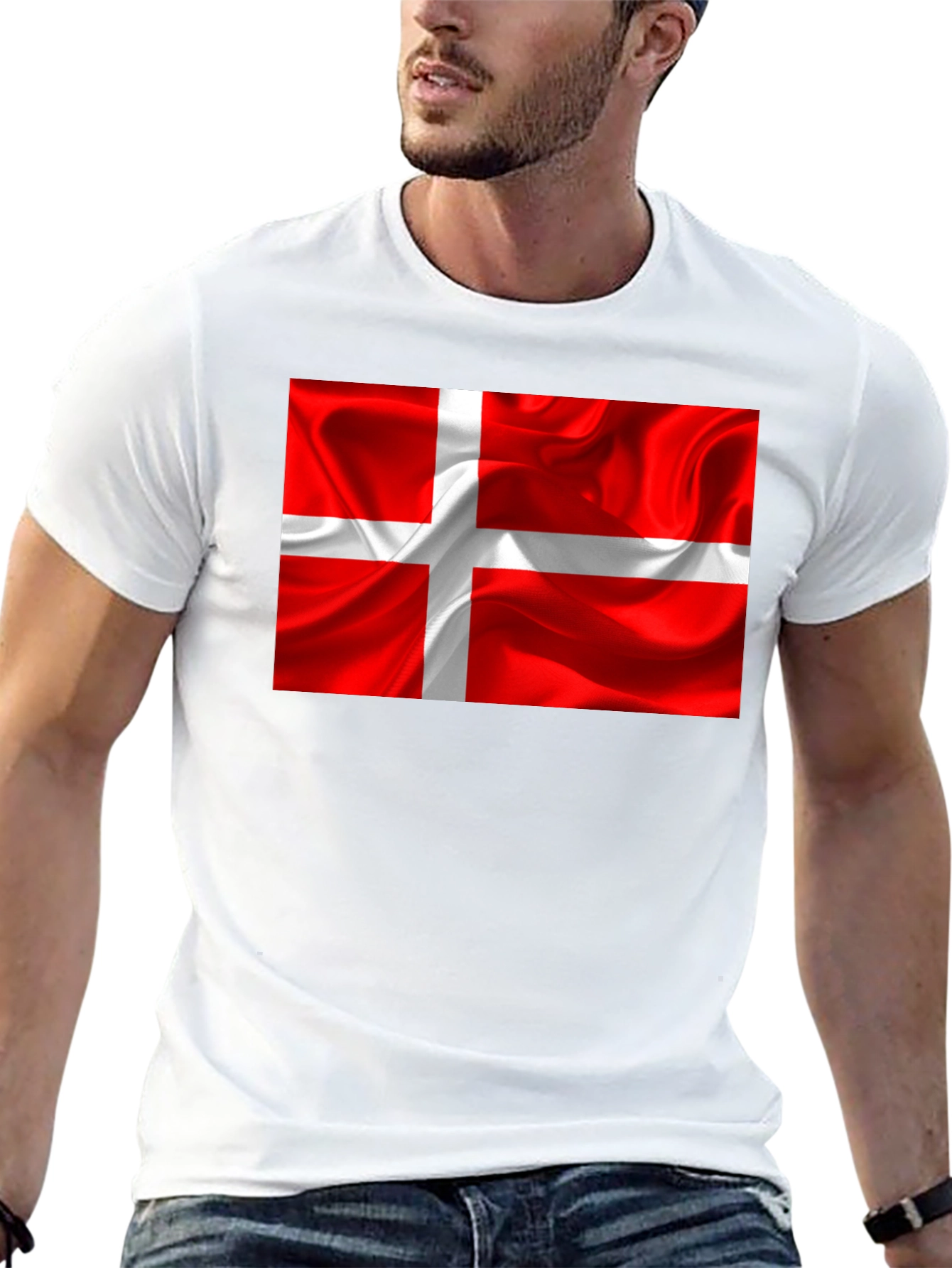 Denmark Flag T-Shirt - Black Cotton Tee