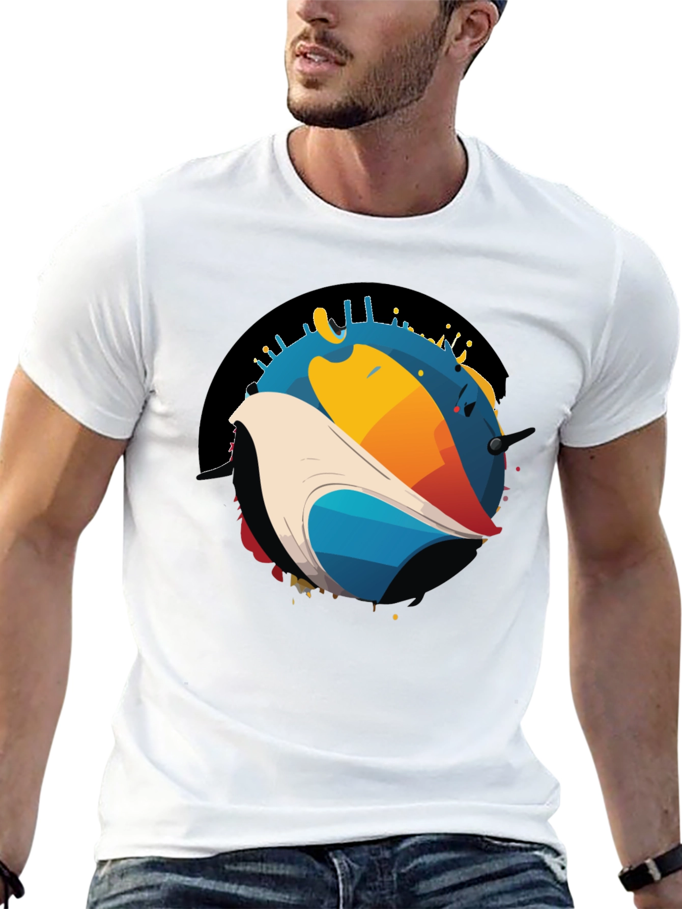 Abstract Bird Graphic T-Shirt - Modern Art Tee
